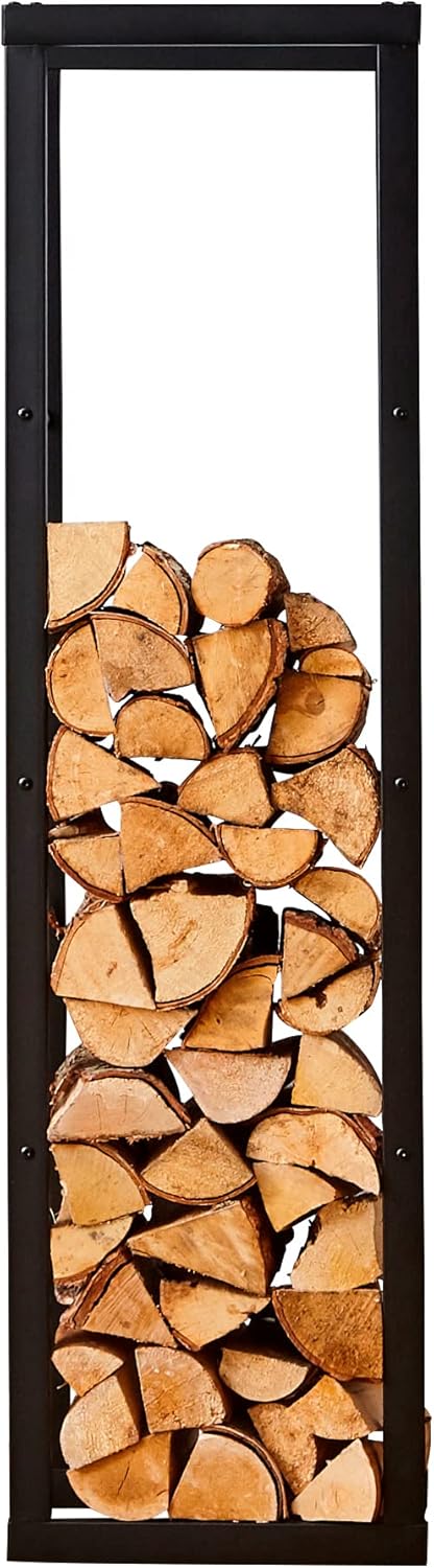 Neo Large Black Firewood Log Rack Storage 150x40x25cm Holder Metal Shelf Stand T...