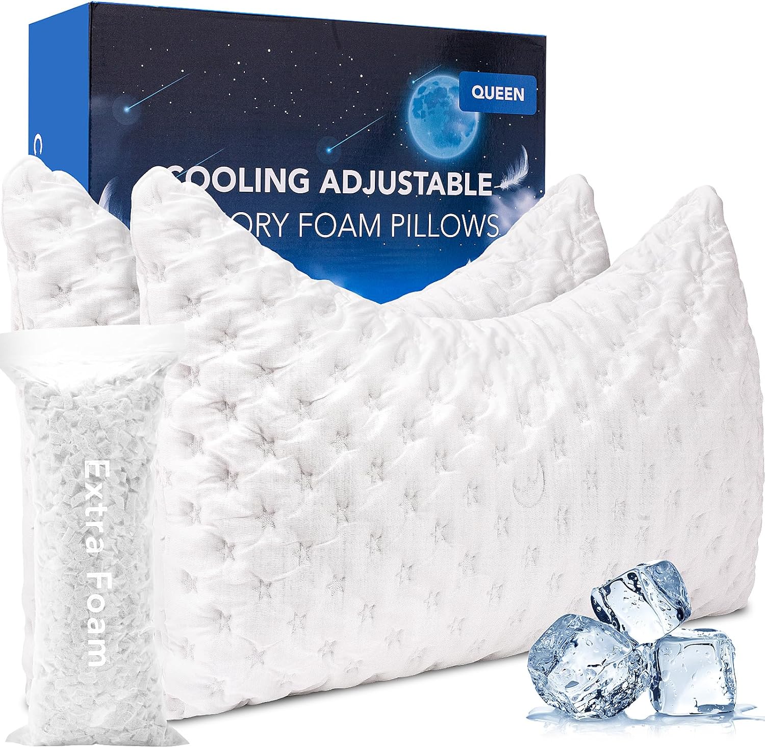 Cooling Side Sleeper Pillow for Neck and Shoulder Pain, Luxury Shredded Memory F...