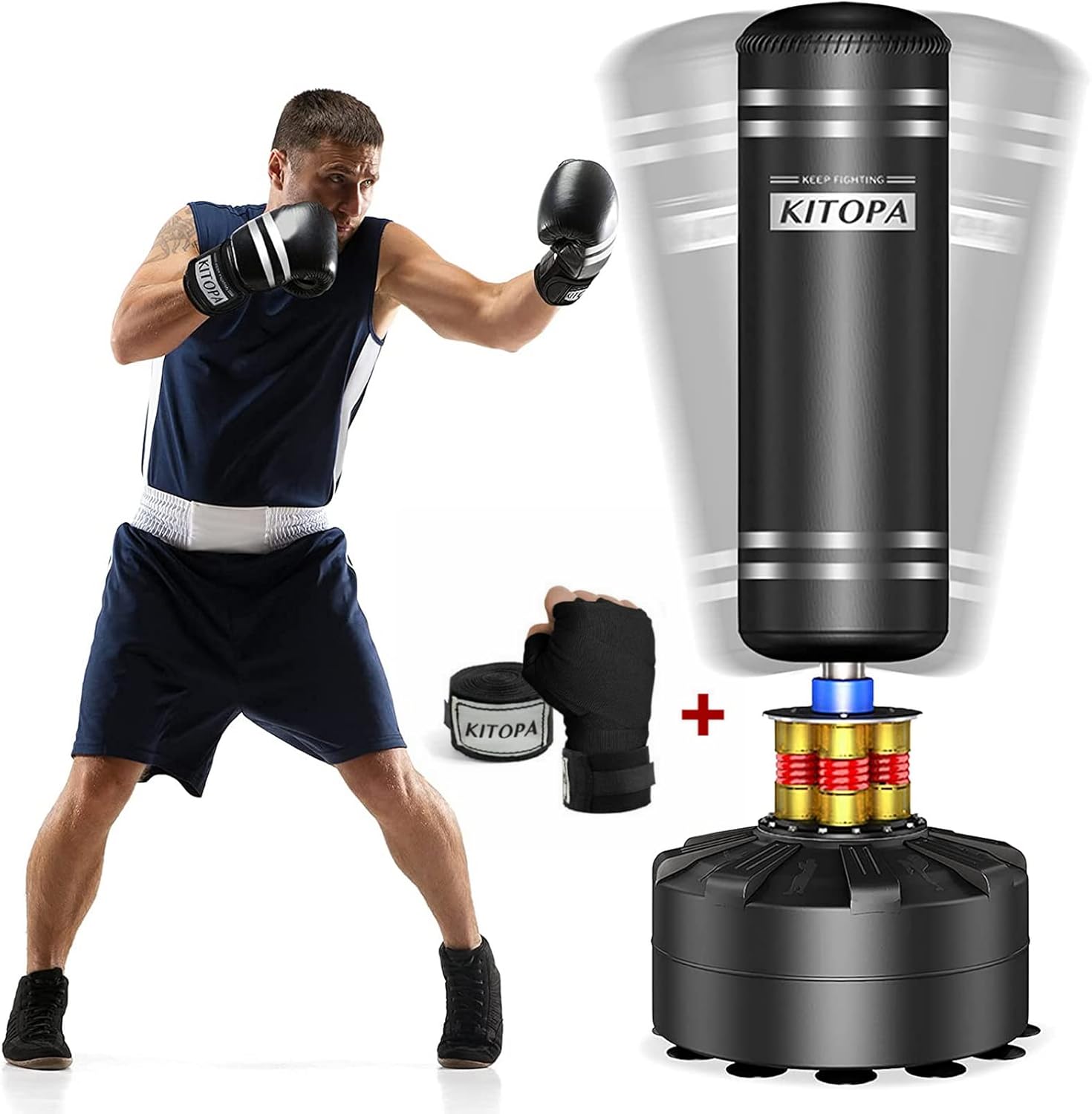 Kitopa Freestanding Punching Bag, Special 70"-205lbs Standing Boxing Bag, Innova...