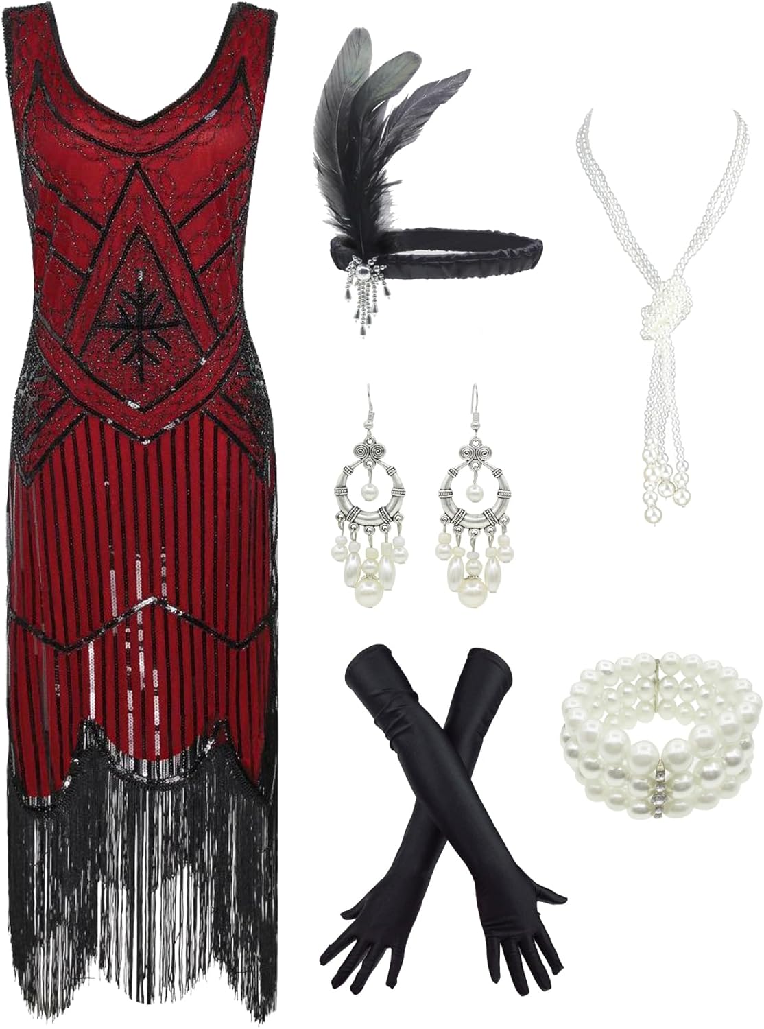 1920s Gatsby Sequin Fringed Paisley Flapper Dress, Special Flapper Dress with 20...