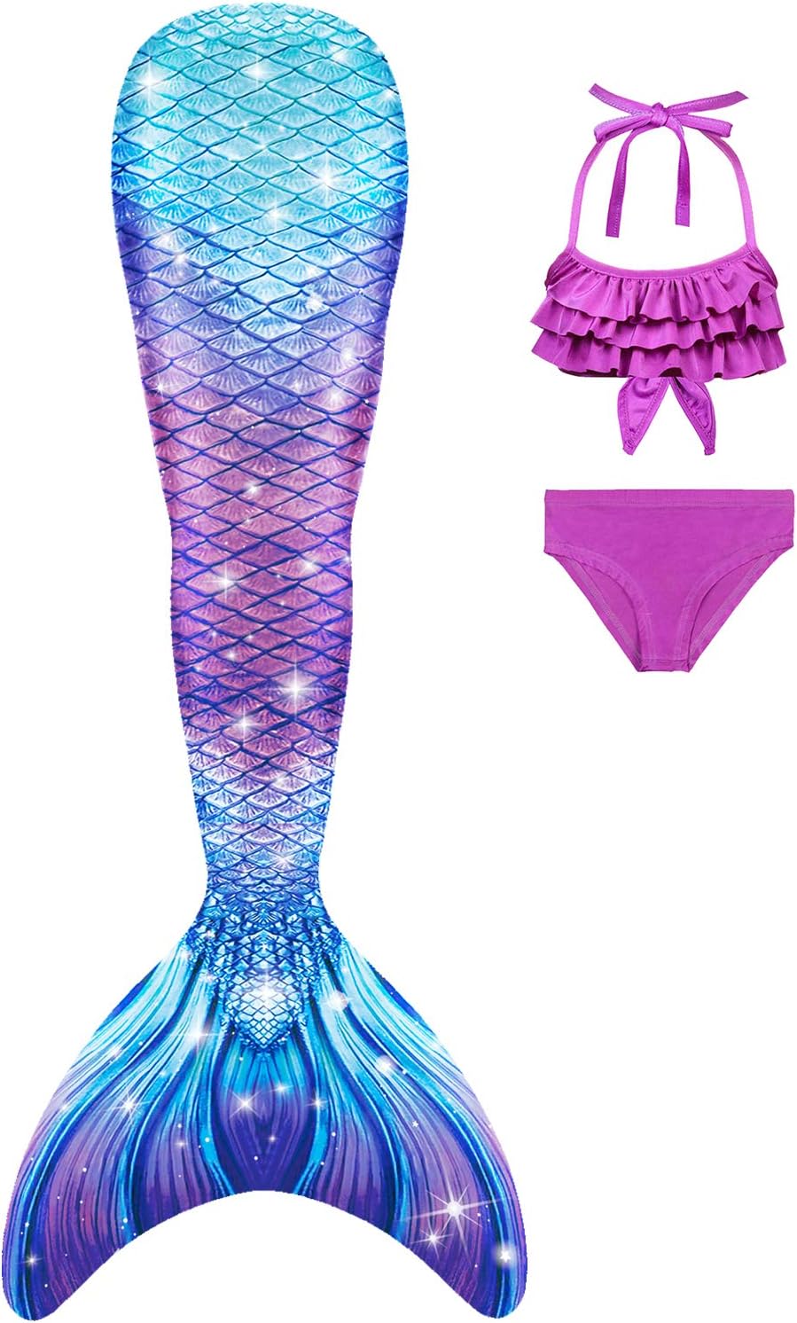 DNFUN Mermaid Tails for Swimming, Special Mermaid Tail Costume for Girls, High-Q...