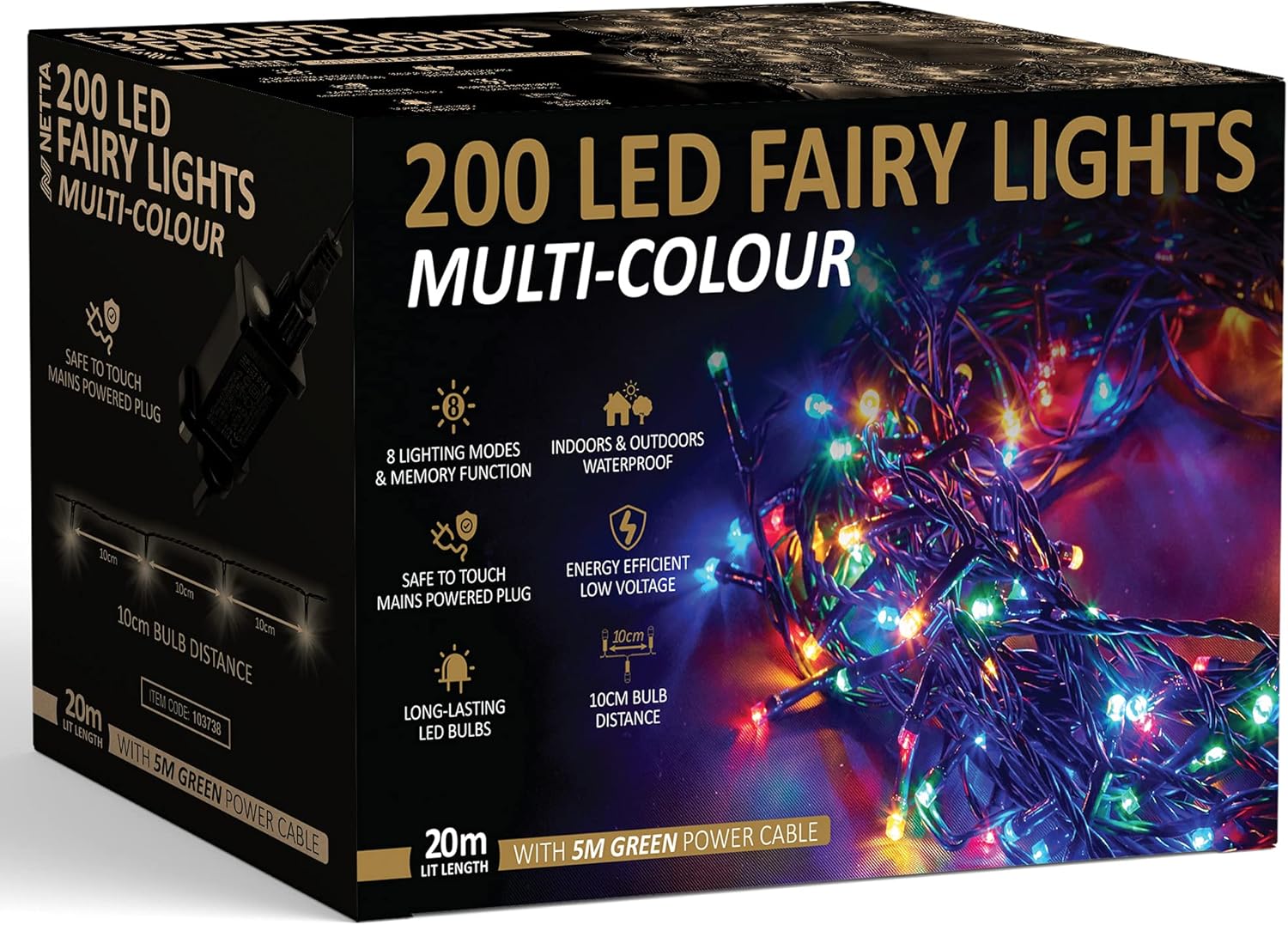 NETTA Christmas Tree Fairy Lights, Unique LED Multi-Colour Lights with 8 Differe...