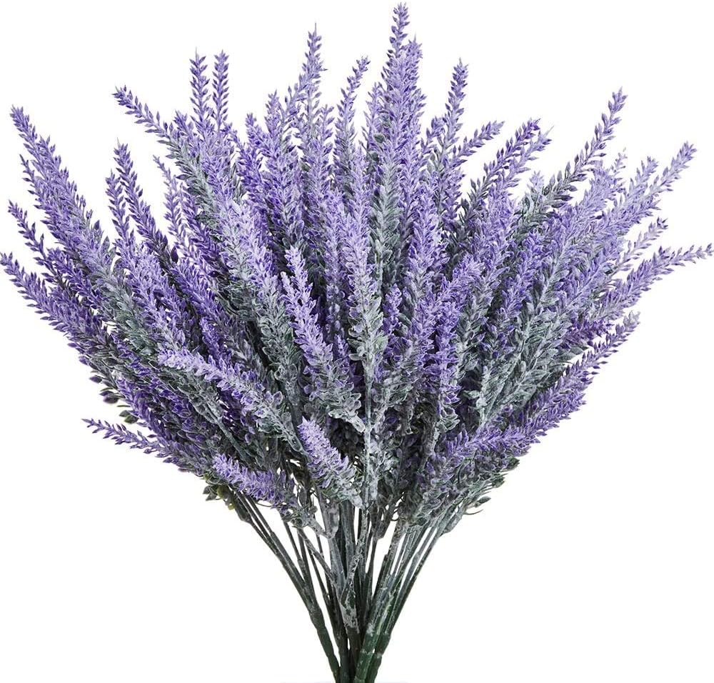 Artificial Lavender Flowers, Special Lifelike Fake Plant Bouquet with 24 Pieces,...