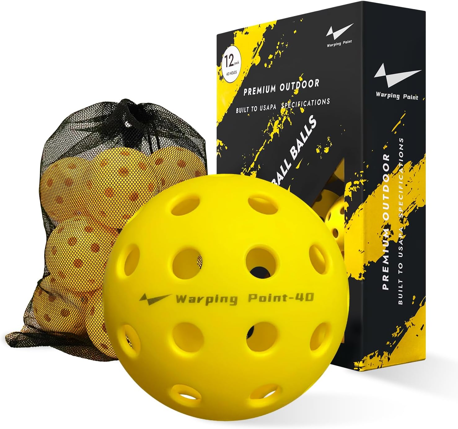 Outdoor Pickleball Ball | 40 Holes | 4 Pack, 12 Pack | Meet USAPA Specifications...