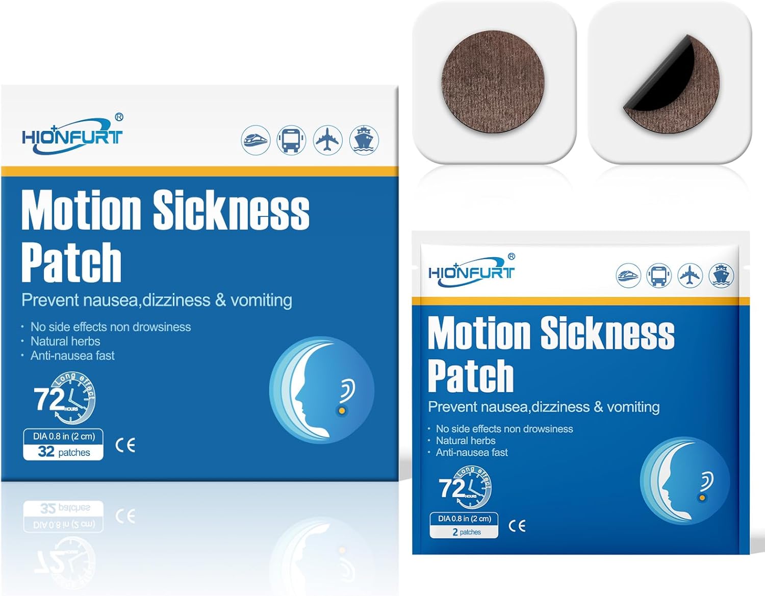32ct Motion Sickness Patches – Sea Sickness Patches for Cruise, Car, Airplane, a...