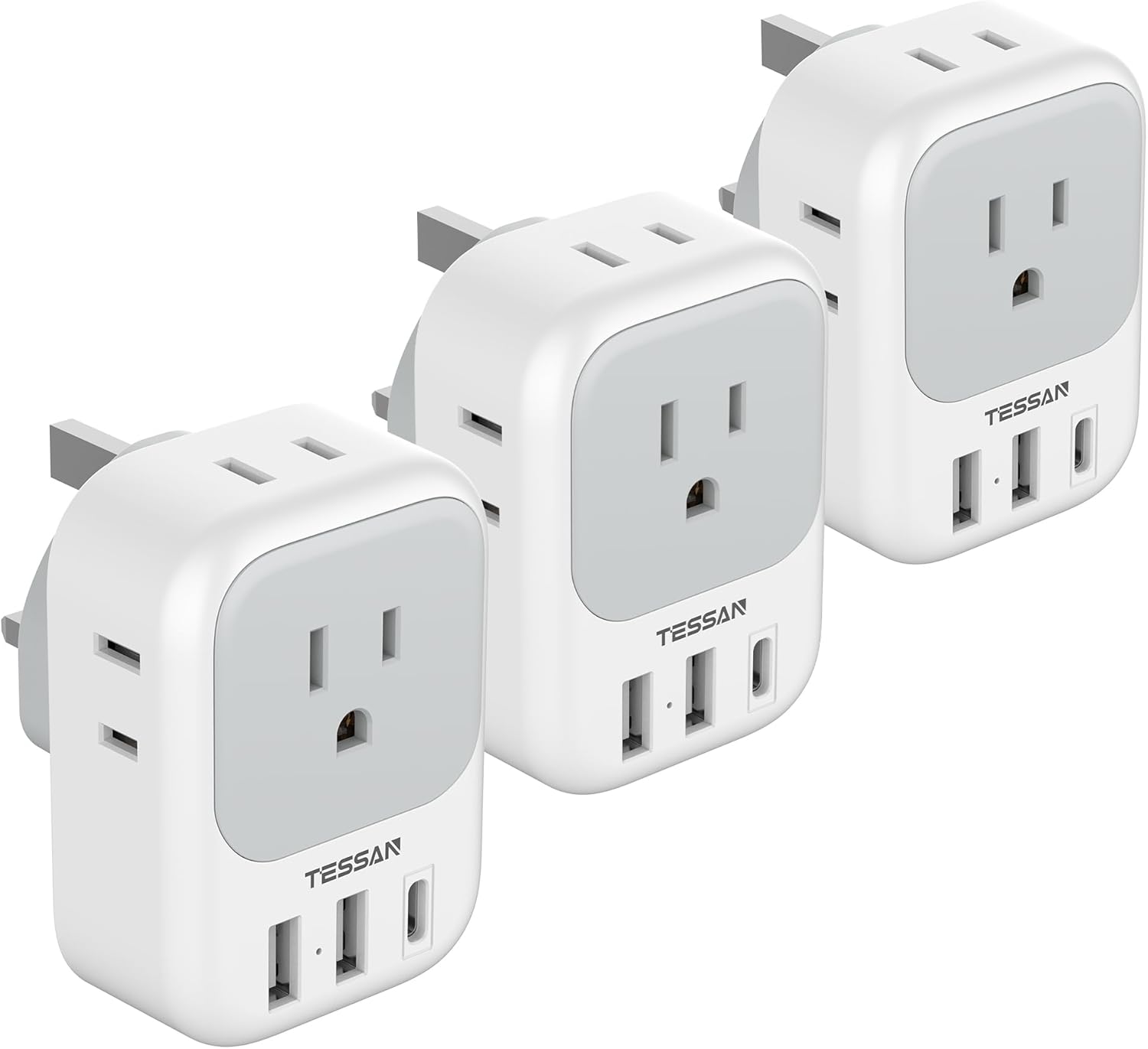 US to UK Plug Adapter 3 Pack, TESSAN Type G Travel...