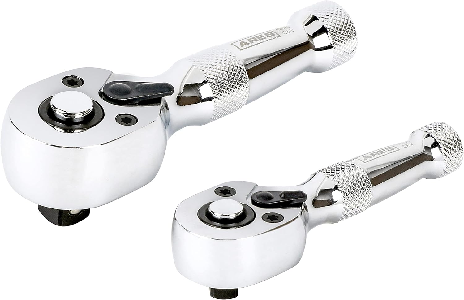 ARES 42037-2-Piece 72-Tooth Stubby Ratchet Set, Special Ratchet Set with 1/4-Inc...