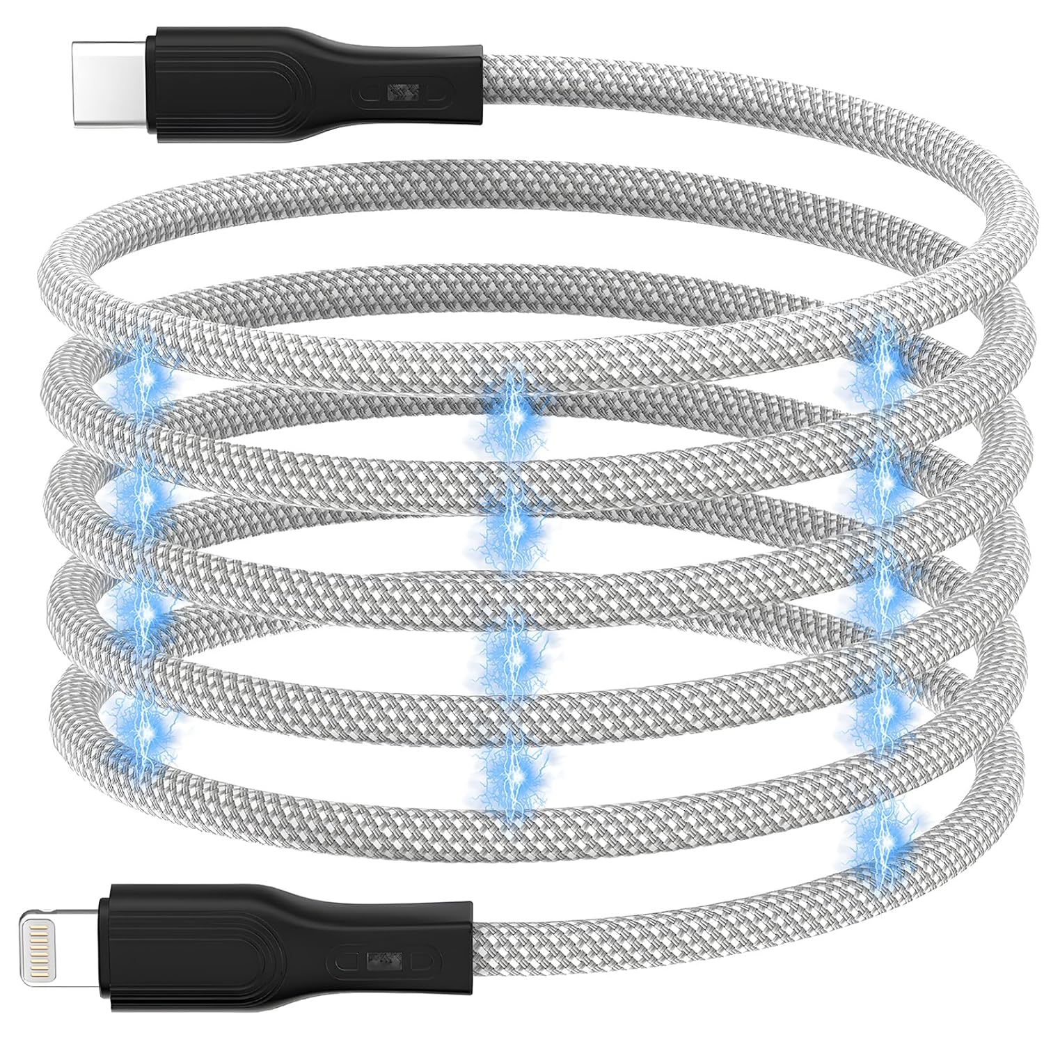 USB C to Lightning Cable for iPhone, 3.3ft Magnetic Coiled iPhone Charger Cord 3...