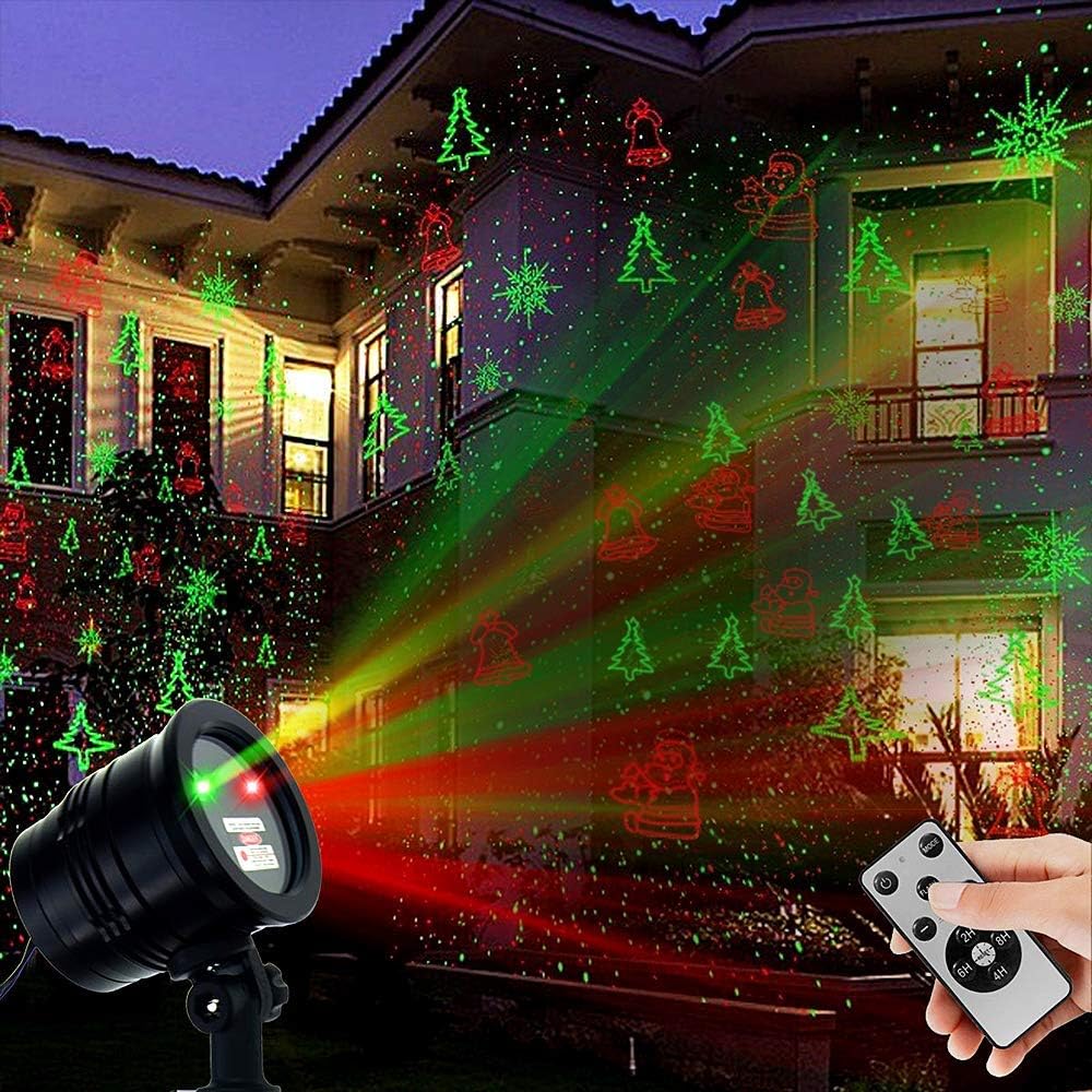 Christmas Laser Lights, Projector Lights Landscape Spotlight Red and Green Star...
