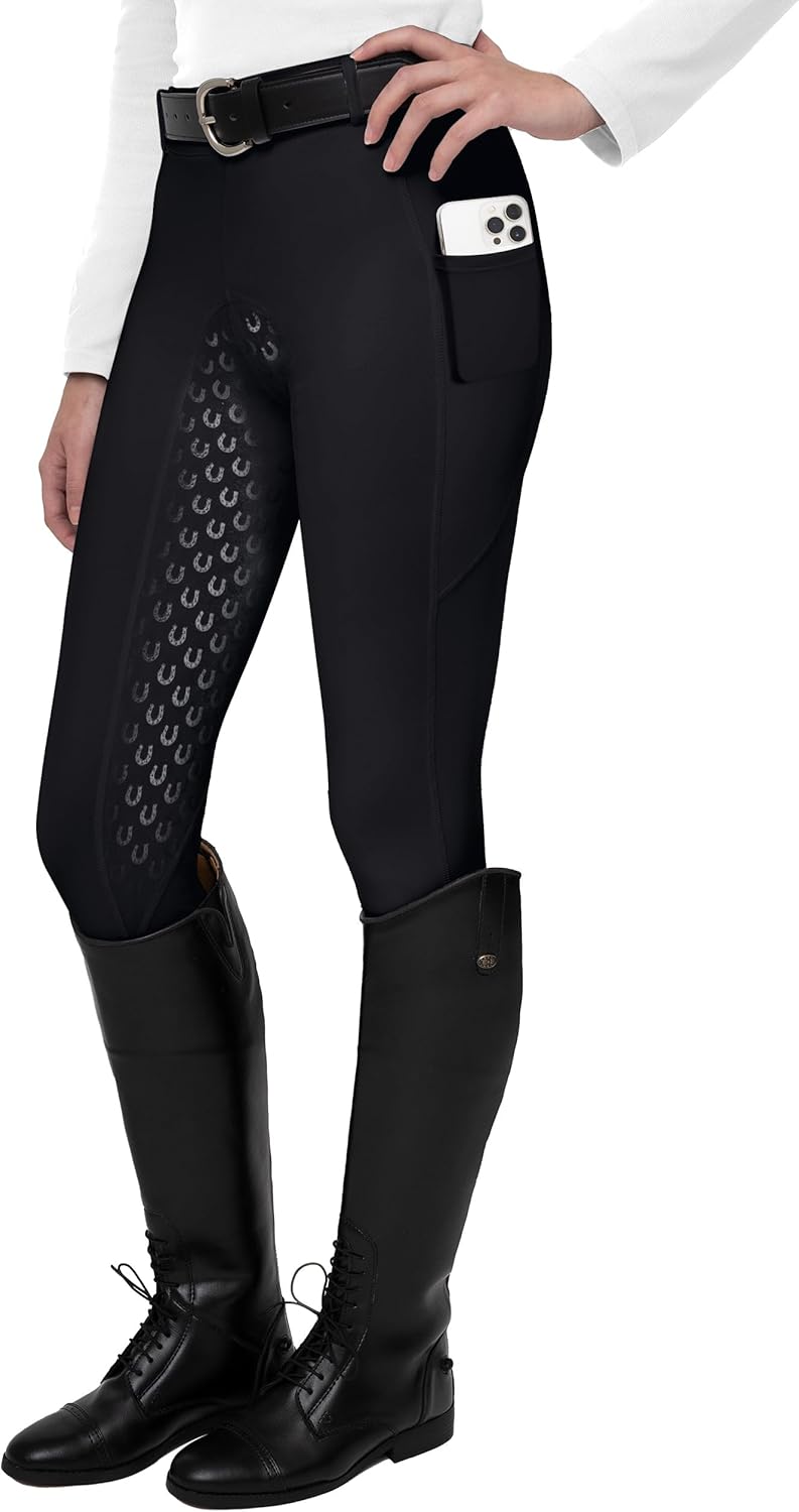 FitsT4 Sports Women's Full Seat Riding Tights Active Silicon Grip Horse Riding T...
