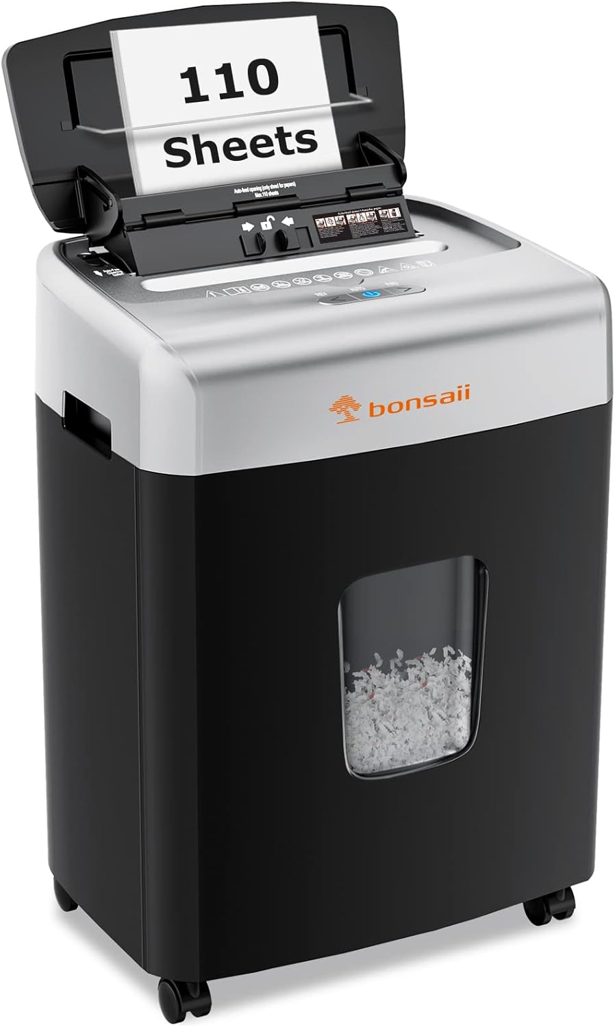 Bonsaii 110-Sheet Auto Feed Office Paper Shredder, 30 Mins Continuous Micro Cut...
