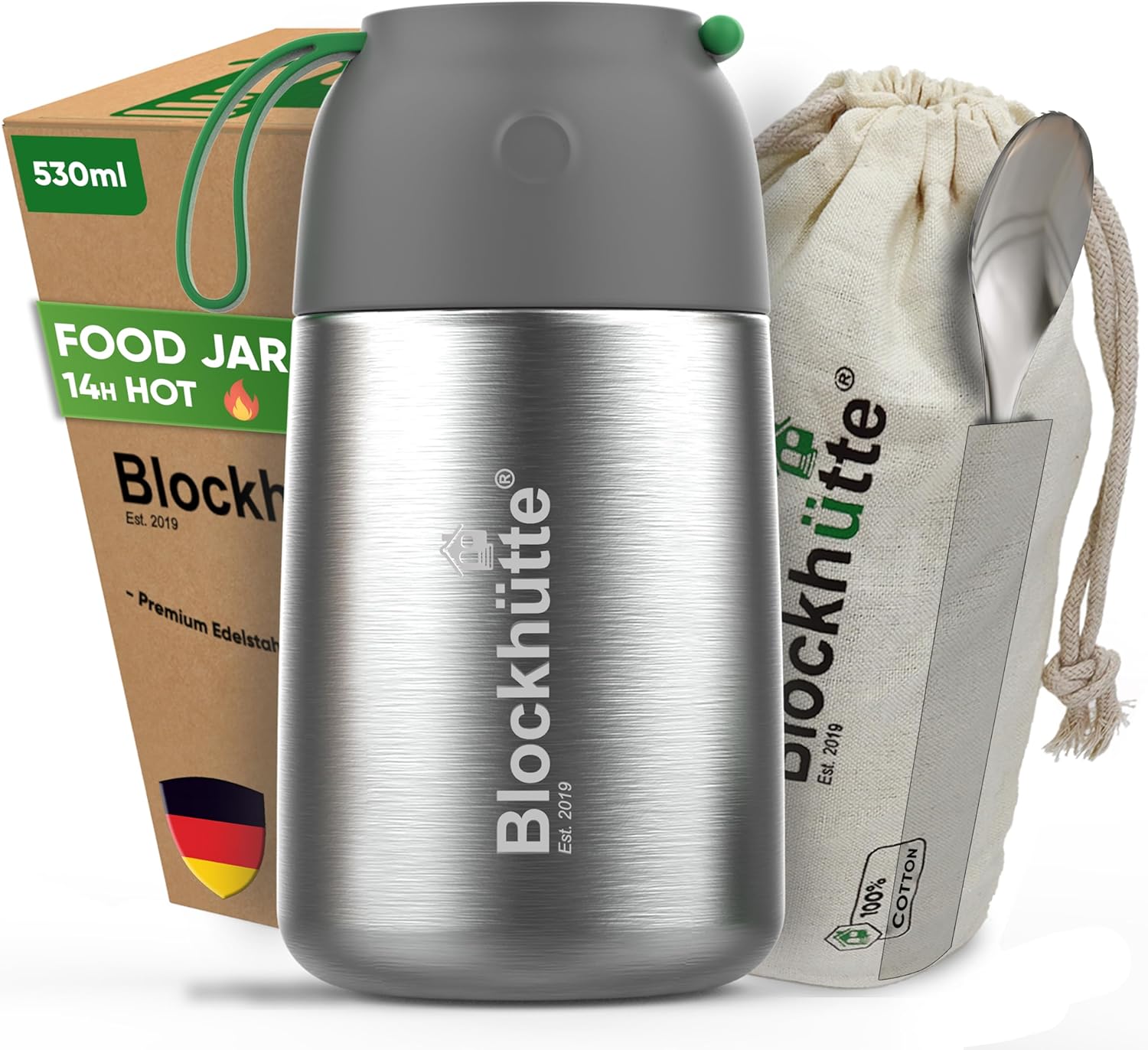 Blockhütte Insulated Food Flask, Special Thermal Flask for Hot Food, Innovative...
