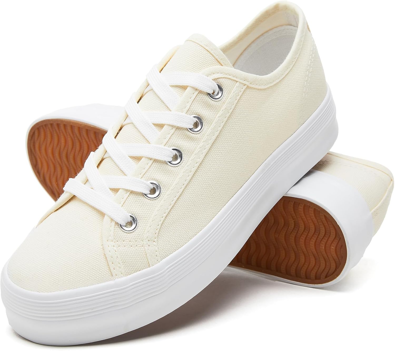 XRH Platform Canvas Sneakers for Women Non-Slip Casual Shoes,White Tennis Shoes...