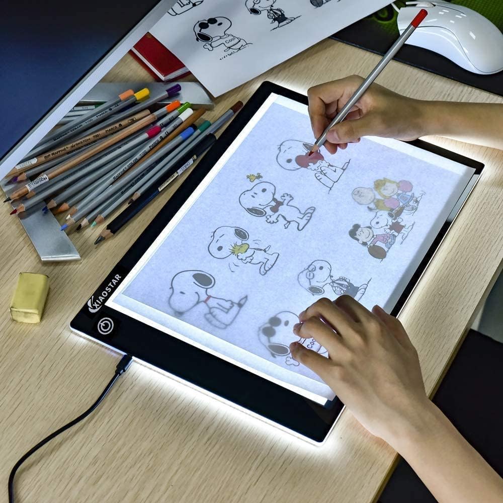 Light Box Drawing Pad, Tracing Board with Type-C Charge Cable and Brightness Adj...