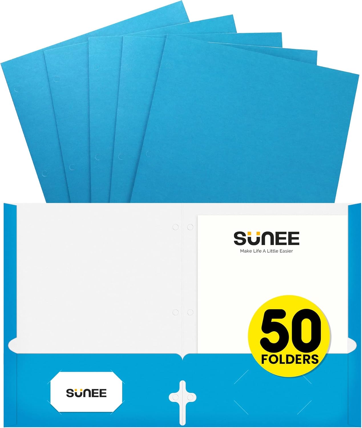 SUNEE Folders, Unique Folders with Pockets, Special 3 Hole Punched Folders(50 Pa...