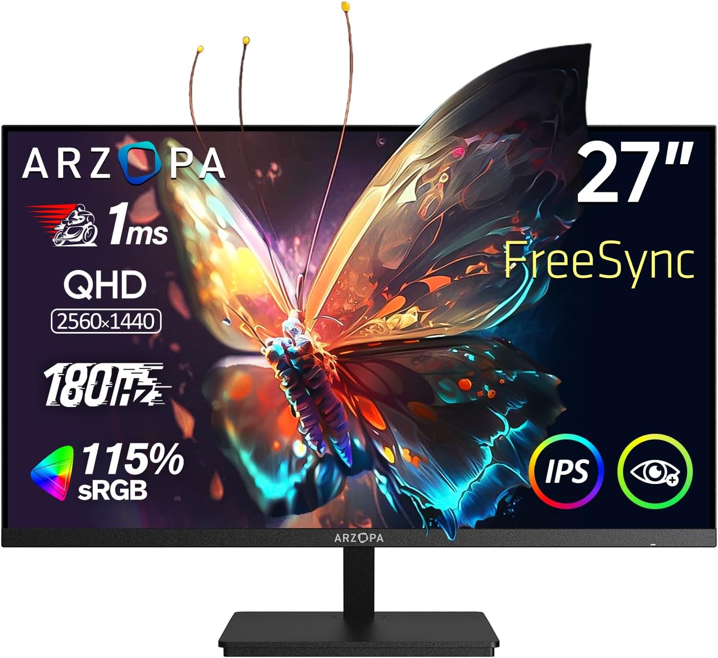 ARZOPA 27 Inch Gaming Monitor 180Hz 2K QHD 2560x1440 Fast IPS Computer PC Monito...