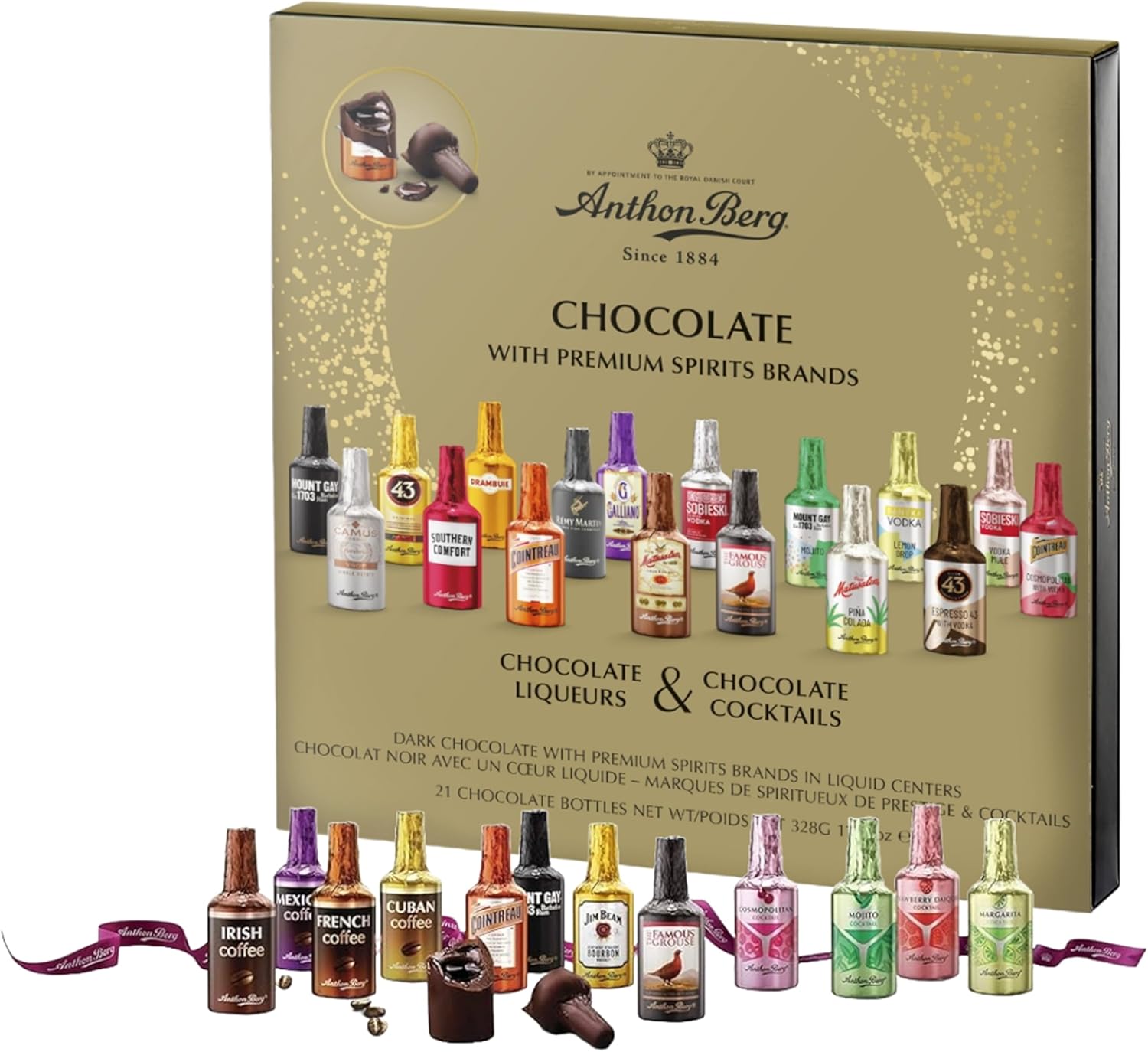 Anthon Berg Liqueur Chocolate Gift - 21 Dark Chocolate Liqueurs & Cocktails Mini...
