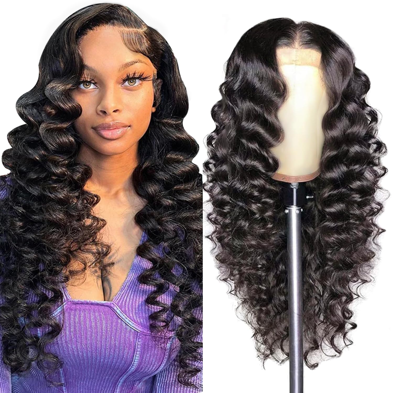 Deep Wave Lace Front Wigs Human Hair Glueless Wigs Pre Plucked with Baby Hair 20...