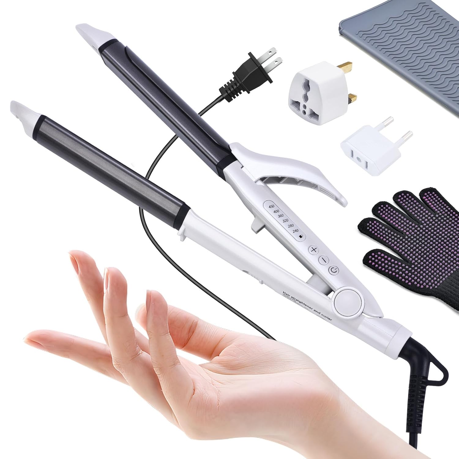 VGR Travel Curling Iron, 110~250V Dual Voltage with European Plug Adapter for In...