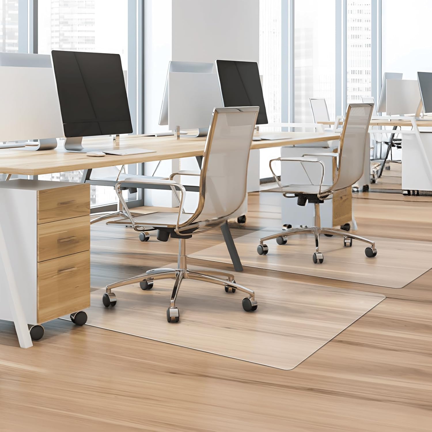 Vicwe Office Chair Mat for Hardwood Floor, 2 PCS, 30 x 48 inches Fully Transpare...
