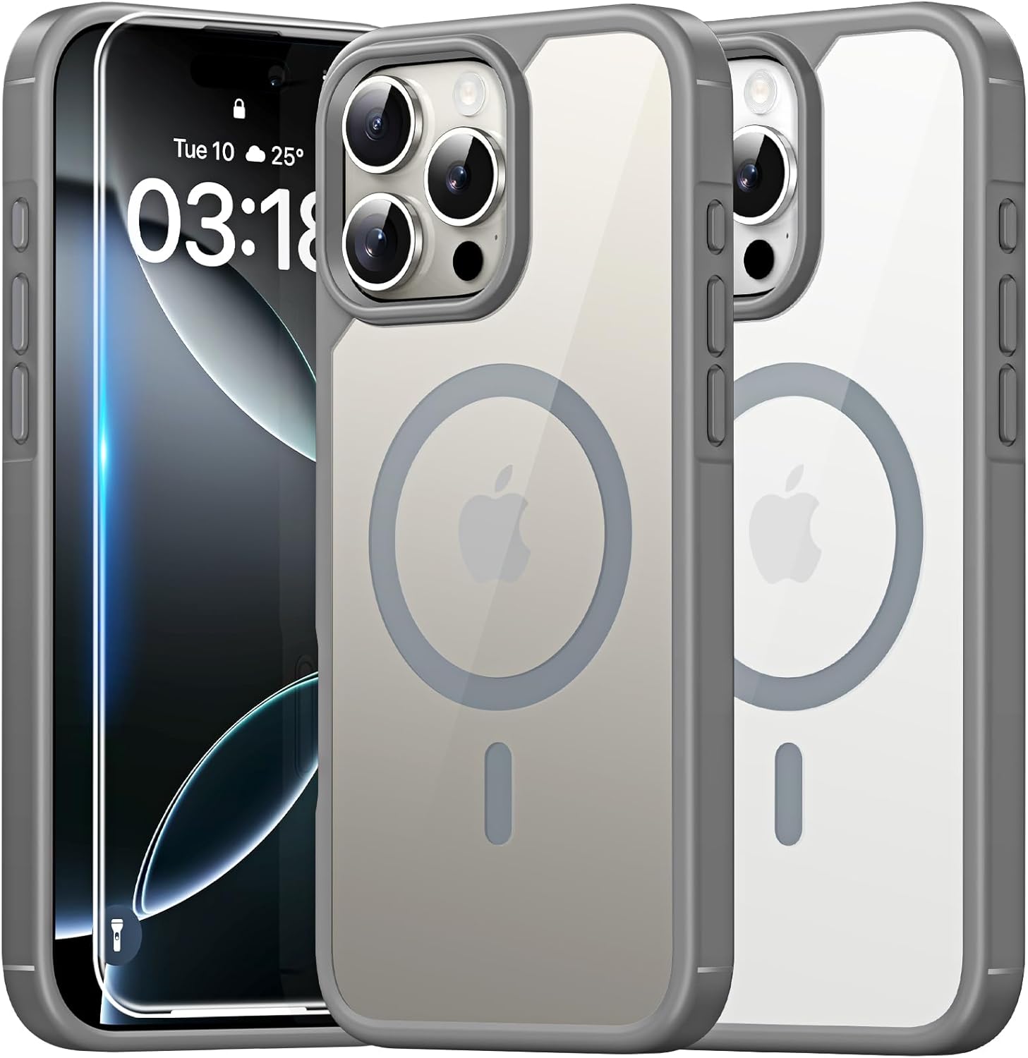 TAURI 3 in 1 Magnetic for iPhone 16 Pro Case, and 2X HD Screen Protector, [Not-Y...