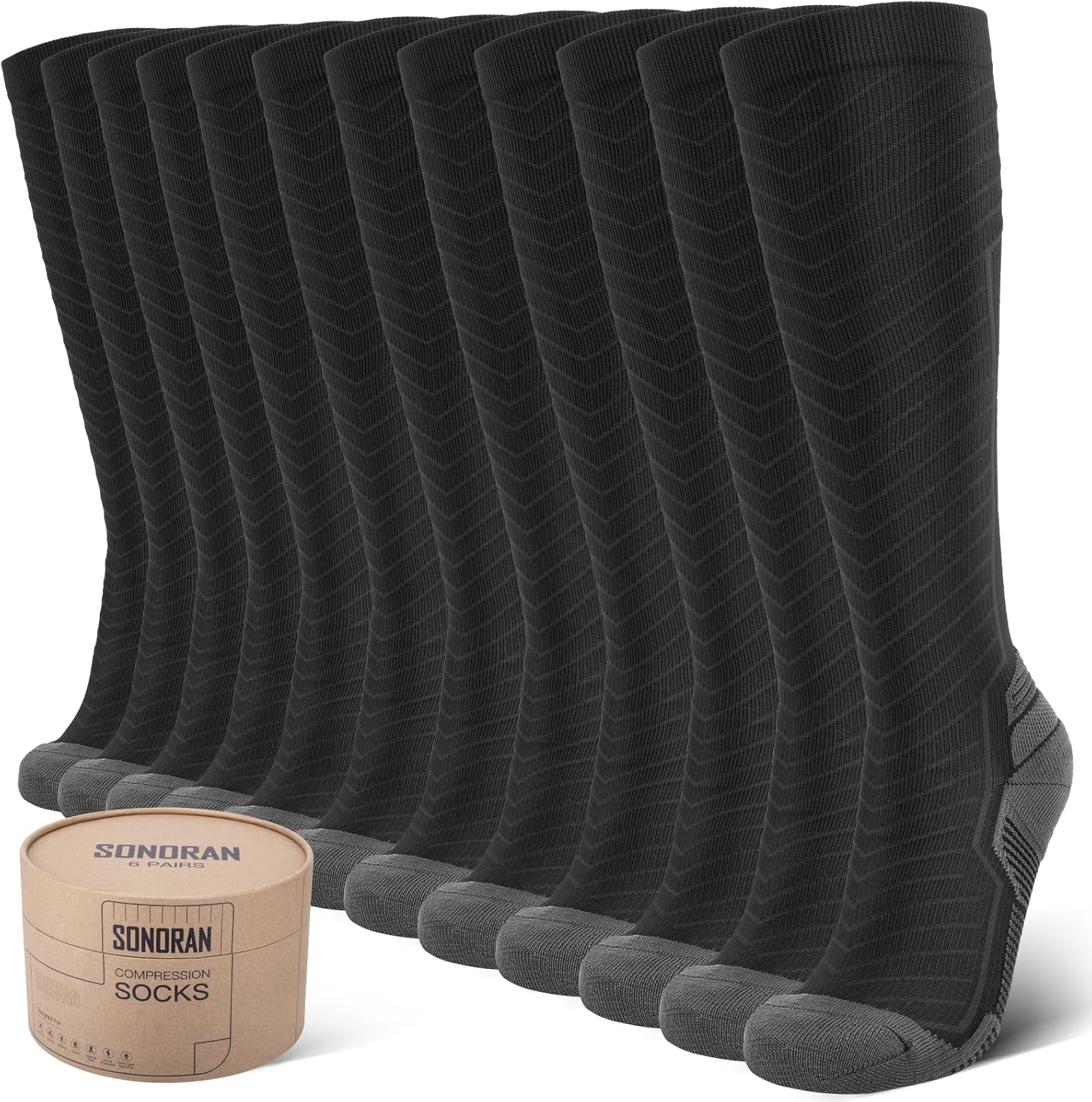 Compression Socks for Men & Women (2/4/6 Pairs) 20-30 mmHg Graduated Compression...