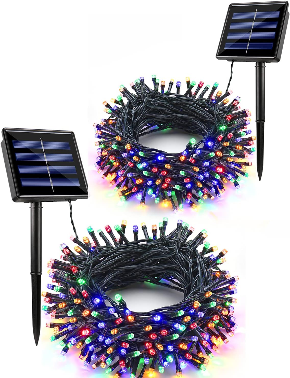 Flacchi 2 Pack Solar String Lights Each 72ft 200 LED 8 Modes Outdoor String Ligh...