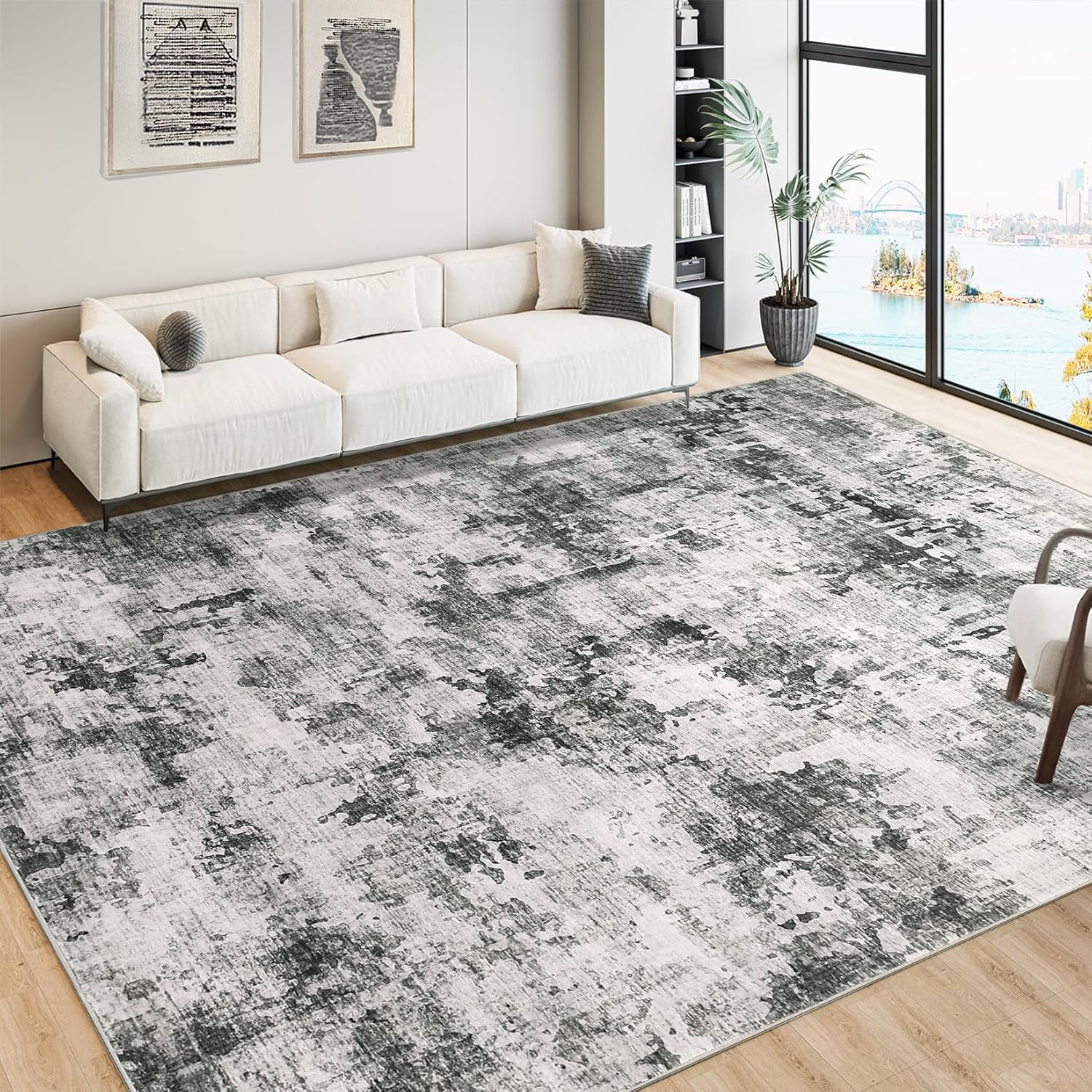 CAROMIO 9x12 Area Rug for Living Room, Soft Abstract Washable Non-Slip Bedroom R...