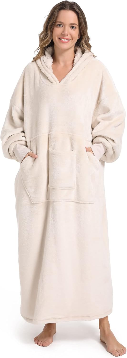 FUSSEDA Oversized Wearable Blanket Sweatshirt, Thick Warm Fleece Cozy Sherpa Hoo...