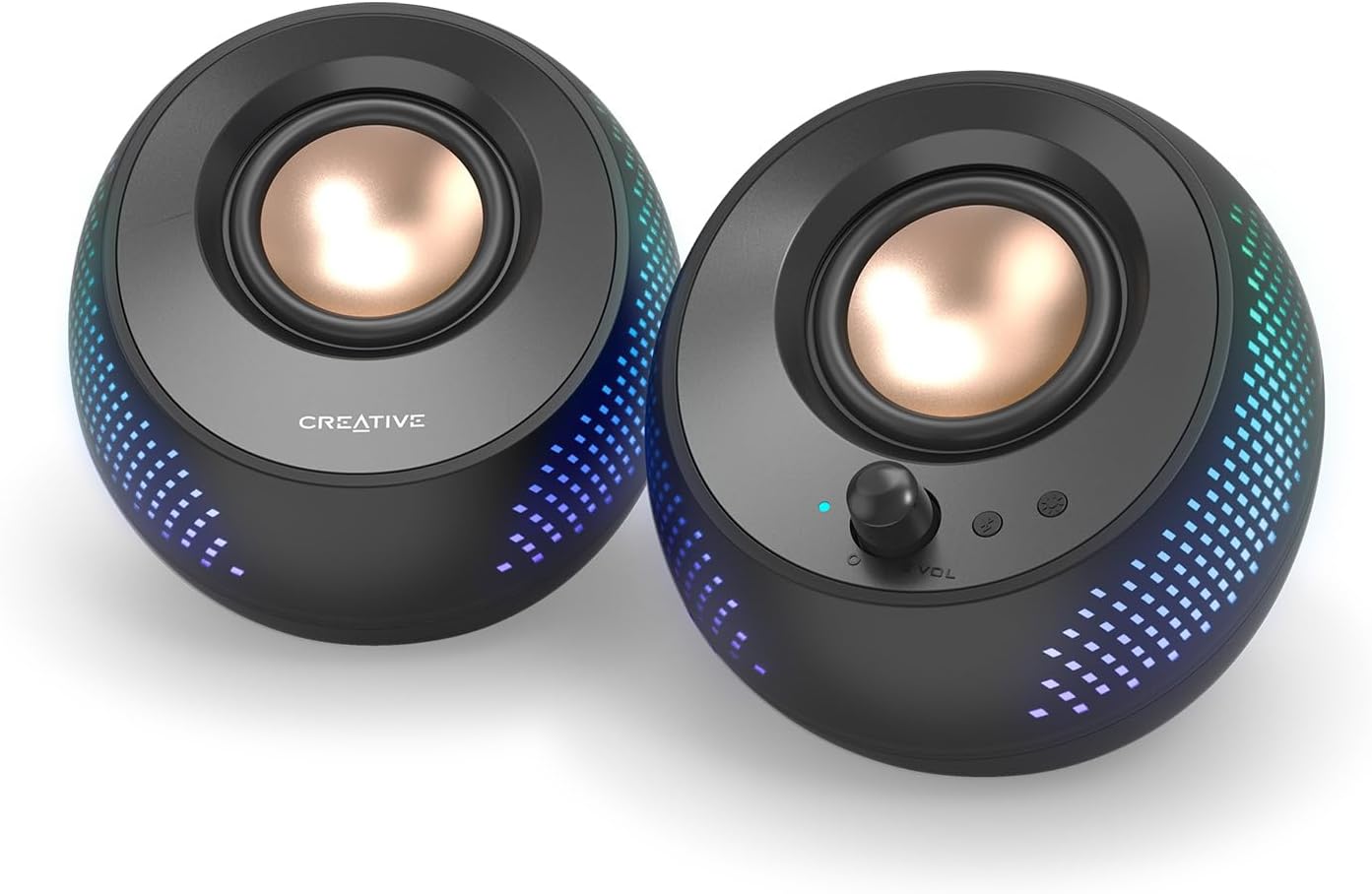 CREATIVE Pebble X 2.0 USB-C Computer Speakers with Customizable RGB Lighting, Bl...