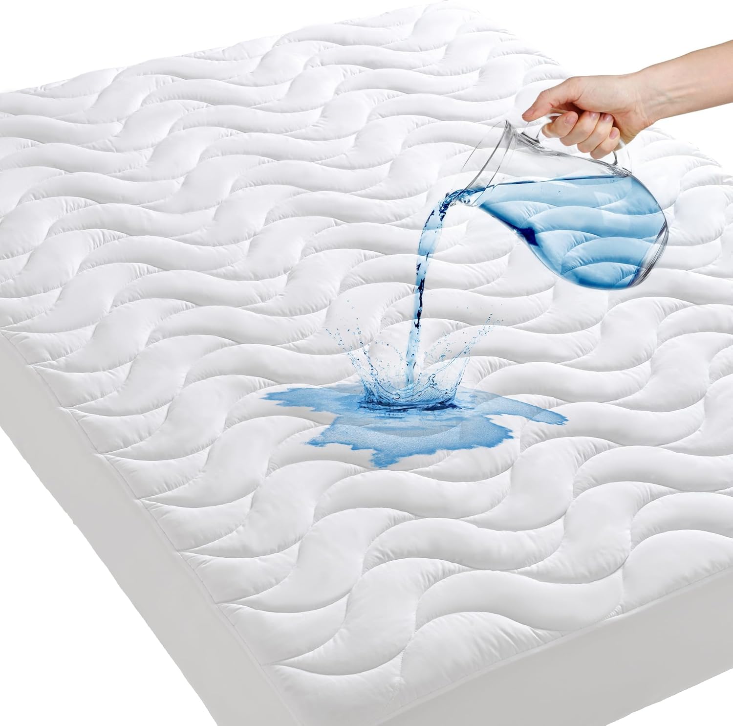 GRT Twin Waterproof Mattress Pad, 100% Waterproof Twin Mattress Protector with D...