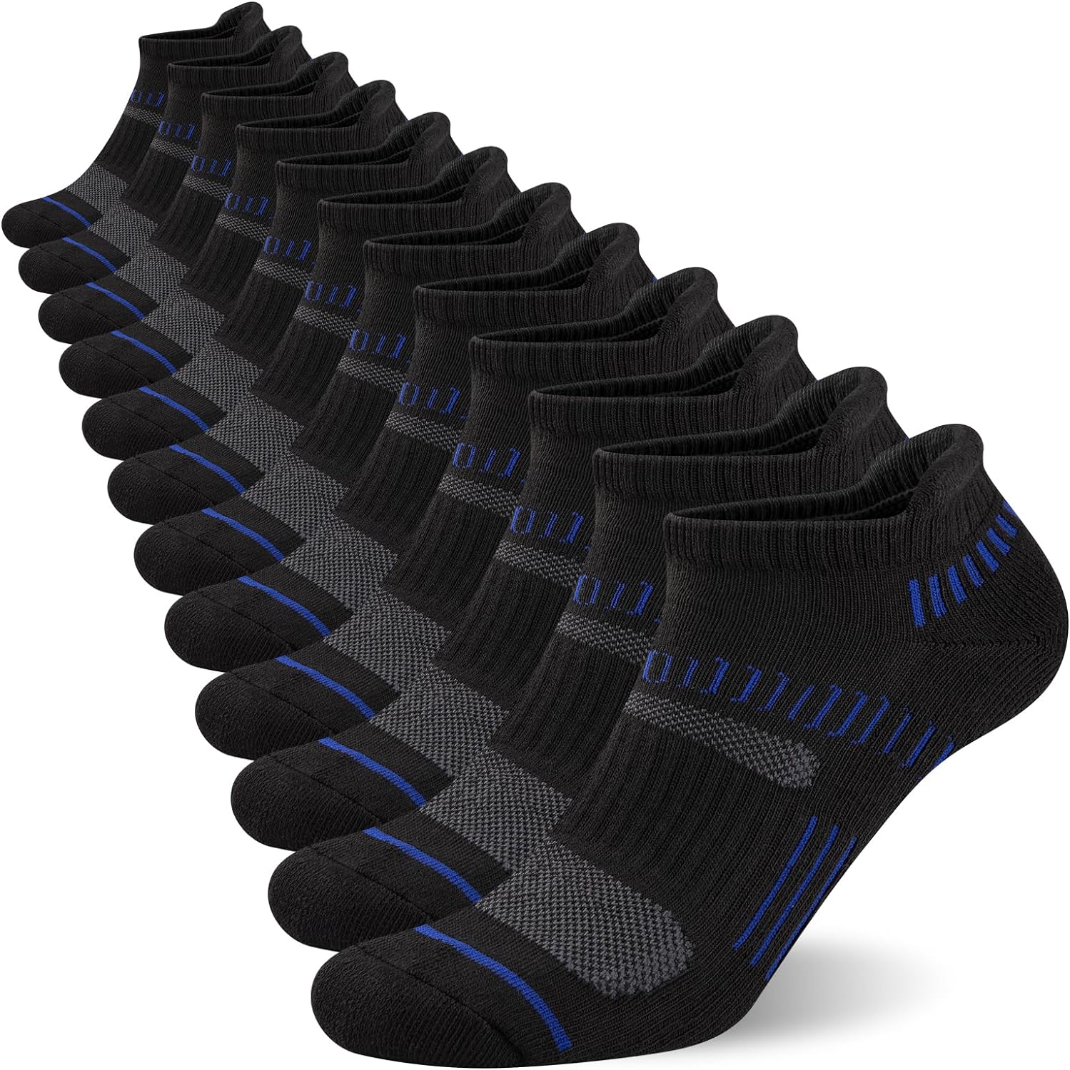 COOPLUS Mens Ankle Socks Athletic Cushioned Breathable Low Cut Tab With Arch Sup...