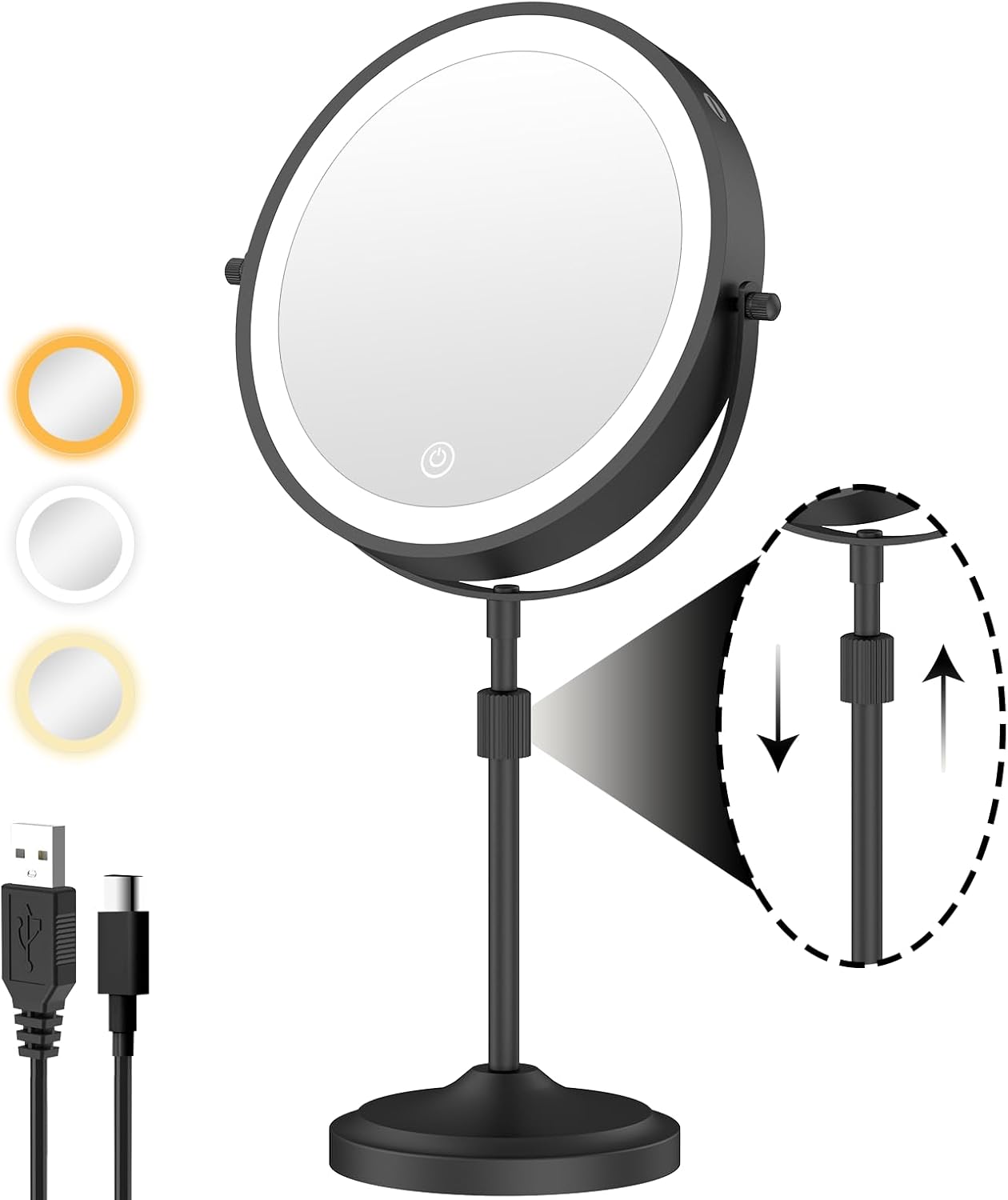 9" Lighted Makeup Mirror, Innovative 1X 10x Magnification Vanity Mirror, Afforda...