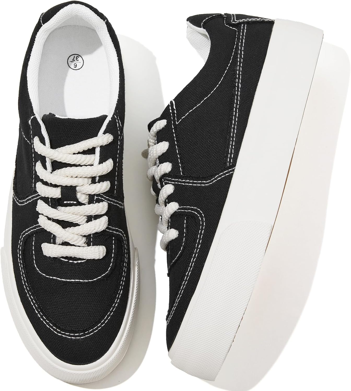 Witwatia Canvas Sneakers for Women Platform Shoes Lace Up Tennis Shoes Comfortab...