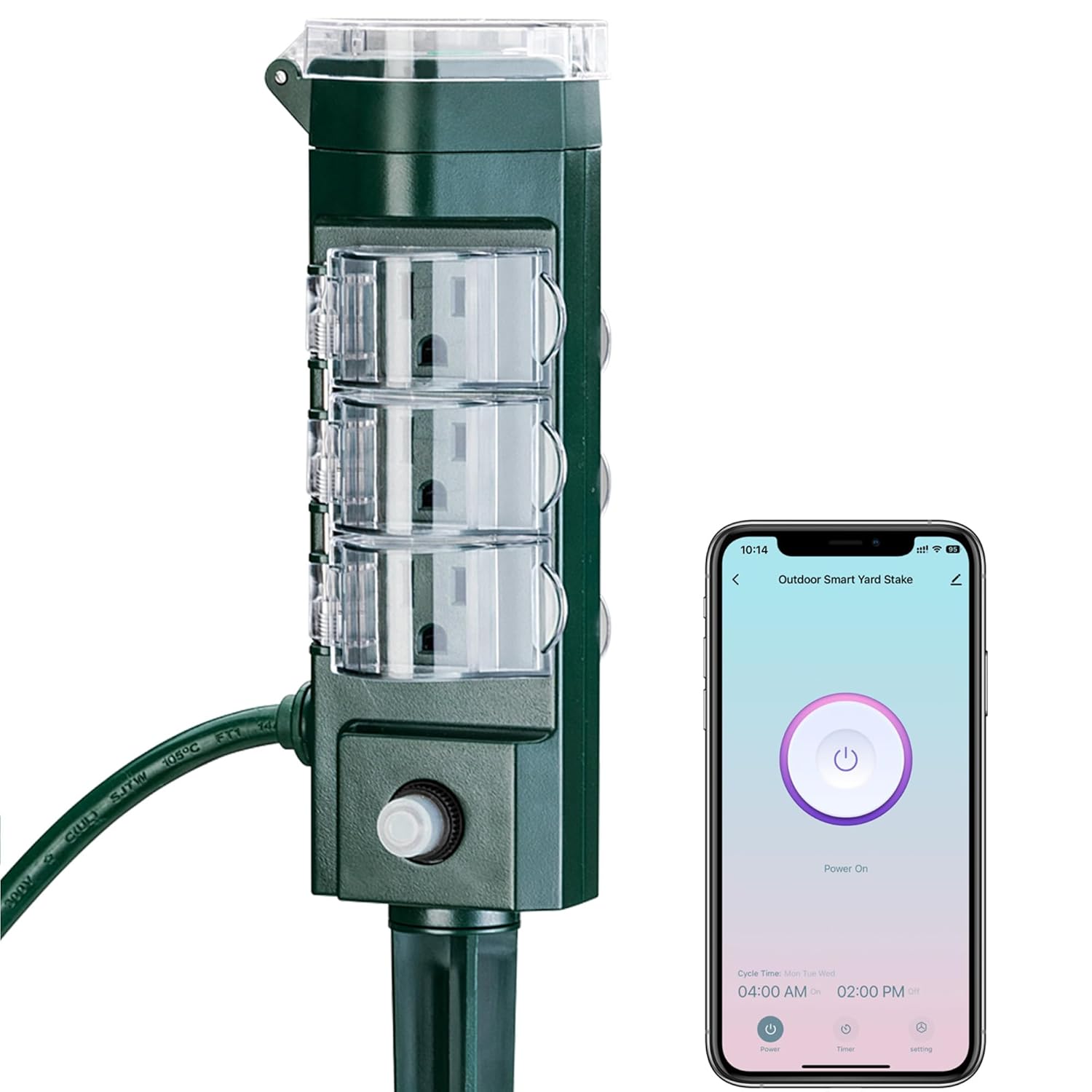 HBN 6-Outlet Outdoor Smart Plug with WiFi, Timer,...