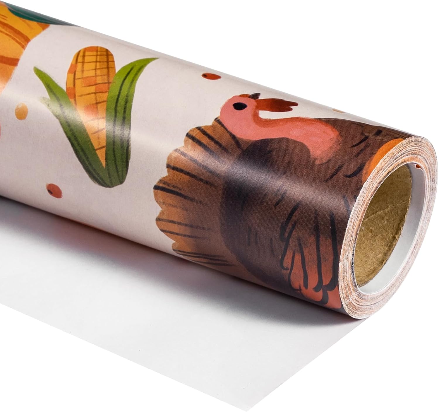 RUSPEPA Fall Wrapping Paper Roll - Mini Roll - Turkey and Pumpkin Design Great f...