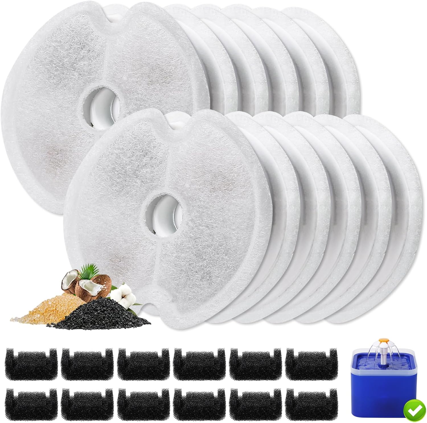 High-Quality 12 Packs Cat Water Fountain Filters, Special Filters for Ultra Sile...