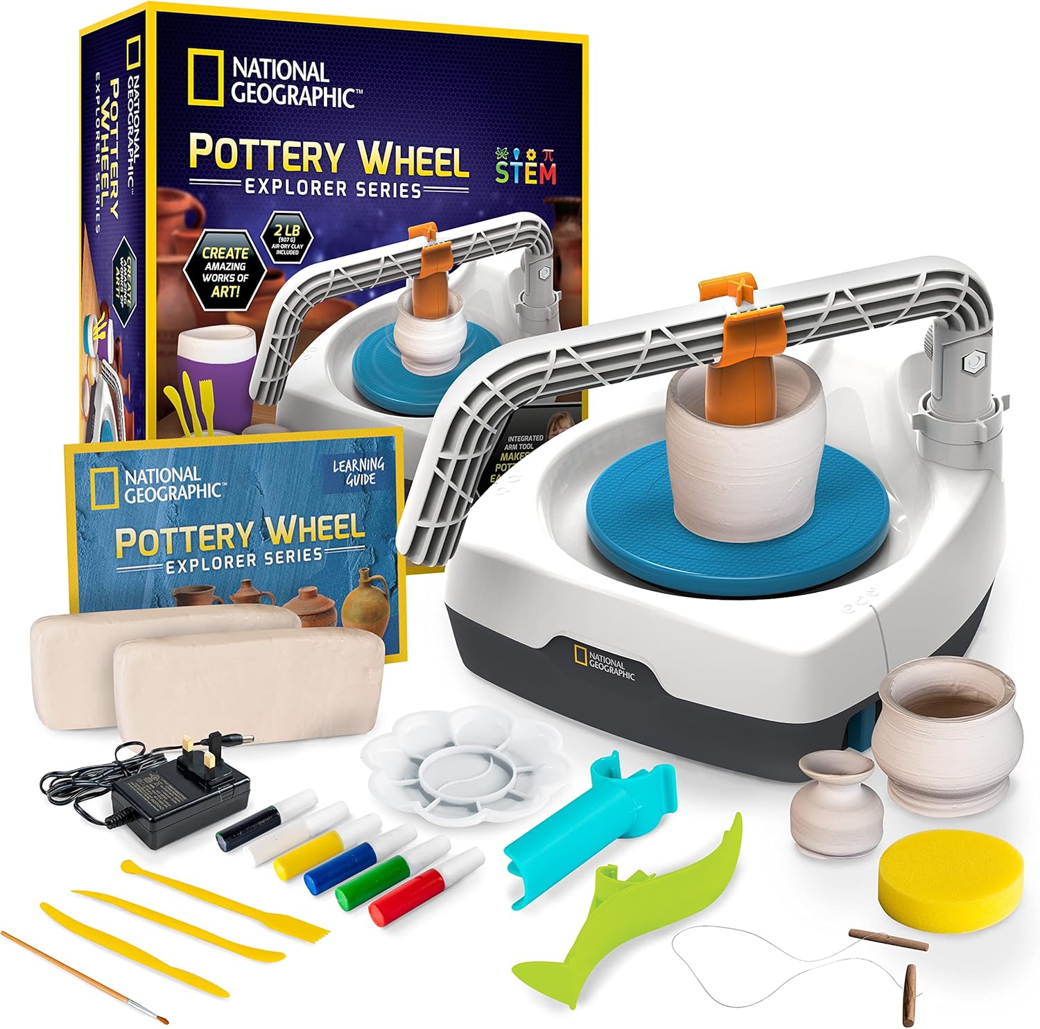NATIONAL GEOGRAPHIC Kid’s Pottery Wheel (UK Version) - Complete Pottery Kit for...
