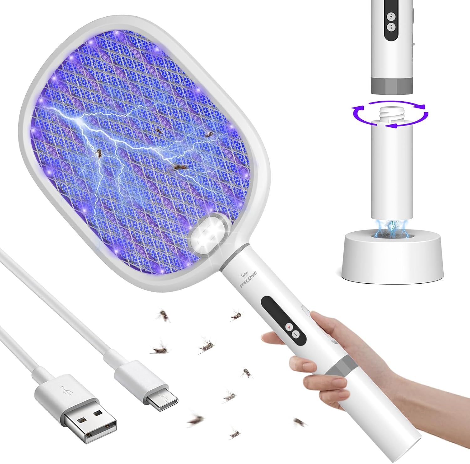 PALONE Electric Fly Swatter, Special Bug Zapper Racket with Light, Innovative Ty...