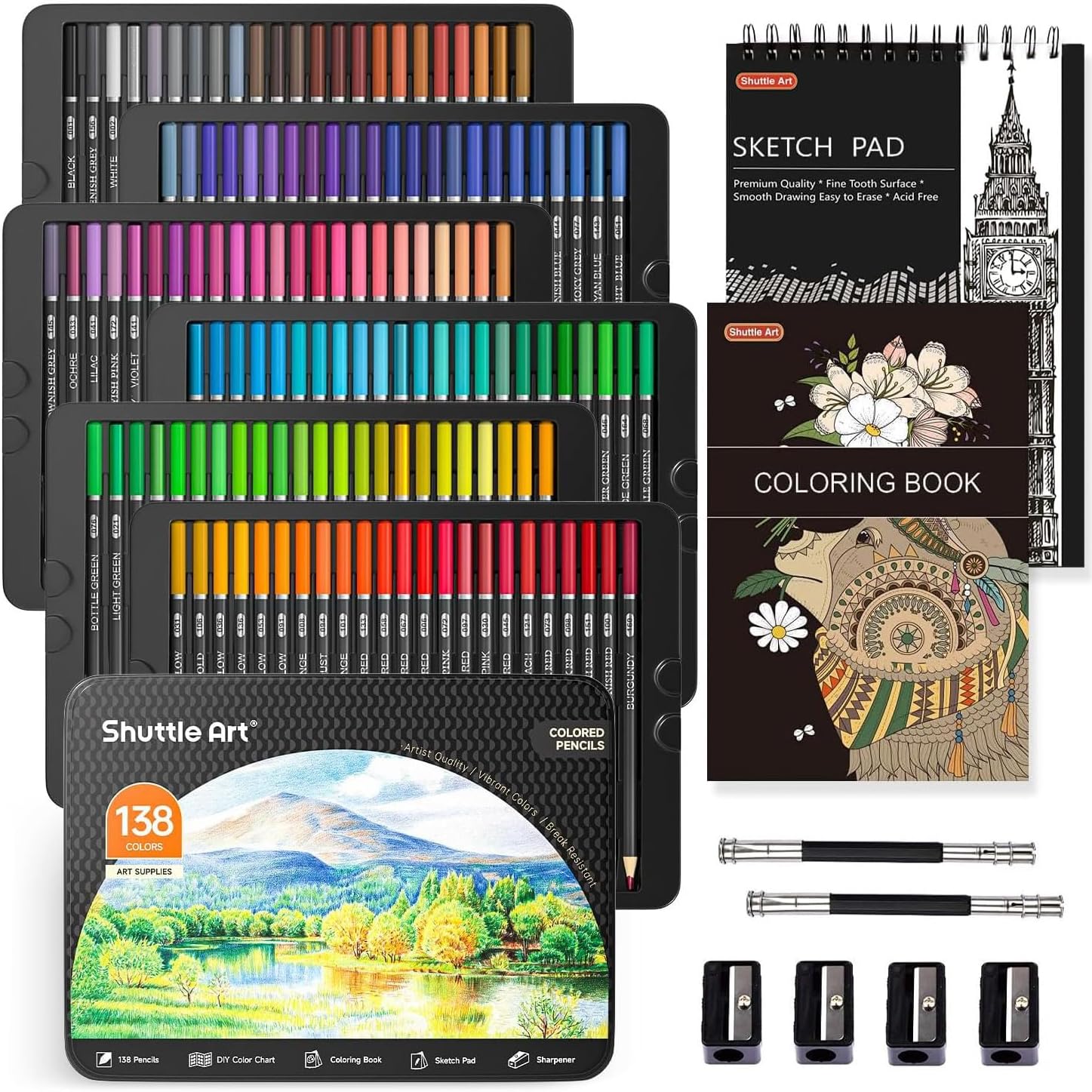 Shuttle Art 138 Colours Professional Colouring Pencils, Special Soft Core Colour...
