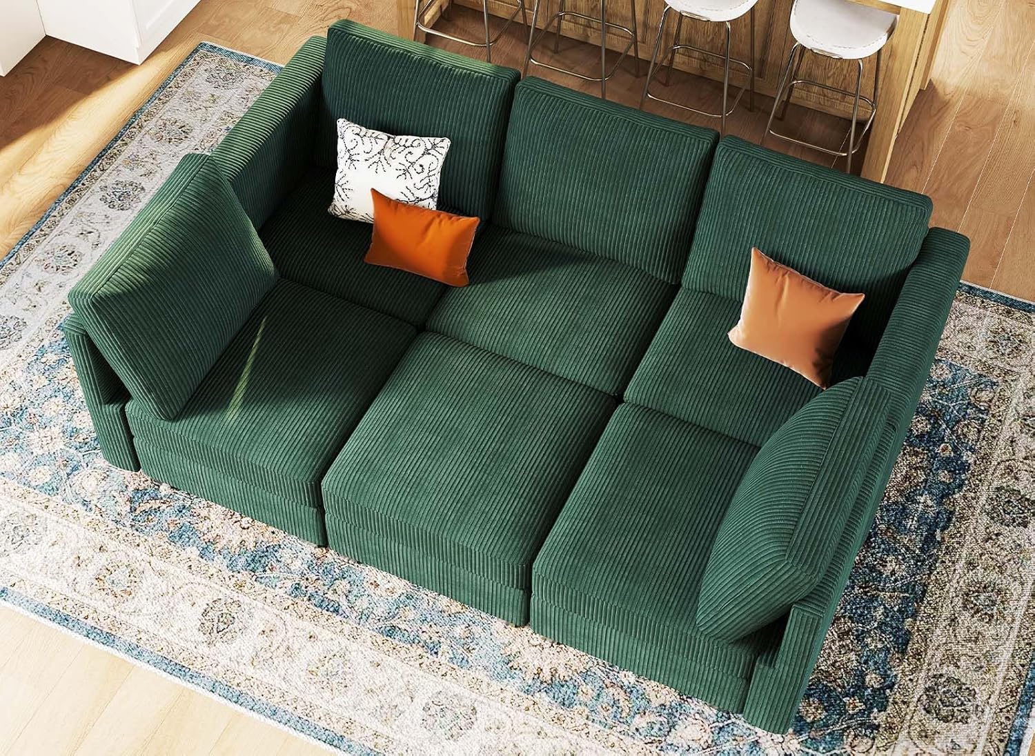 Belffin Modular Sectional Sleeper with Storage Ottoman Corduroy Sectional Couch...