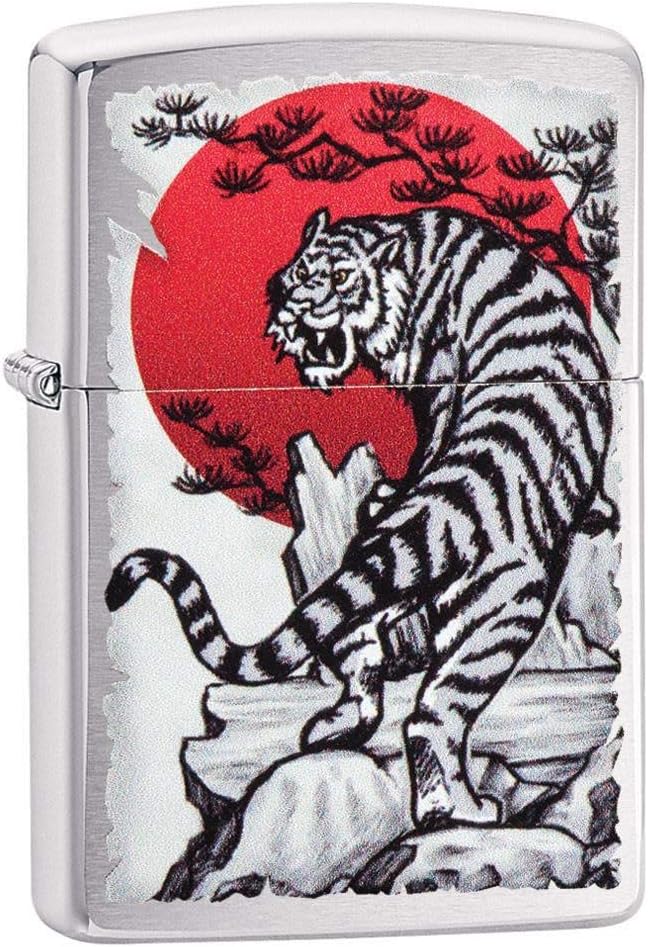 Zippo Animal Lighters Asian Tiger Design Chrome
