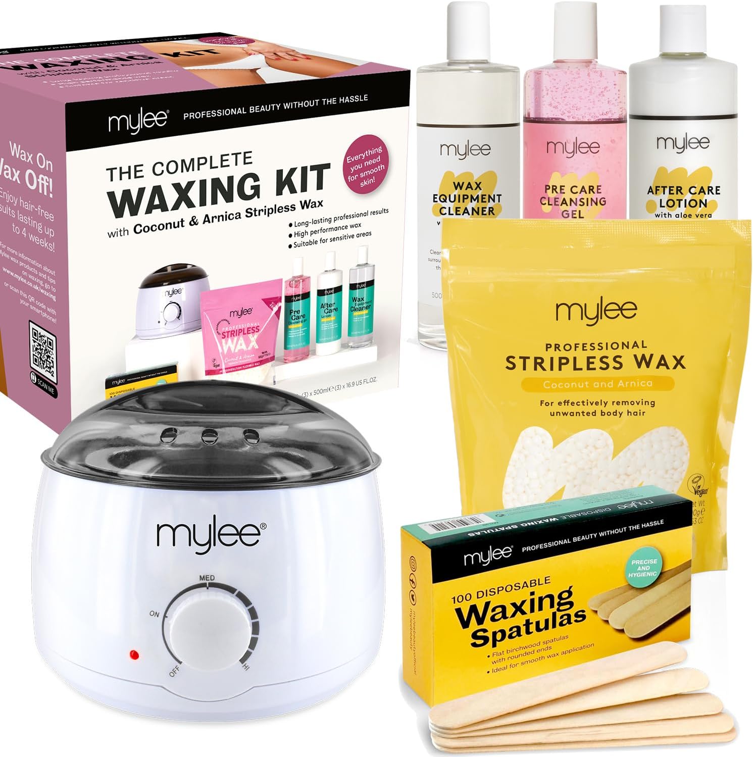 Mylee Professional Complete Waxing Kit with Wax Heater, Hard Wax Beads 500g, App...