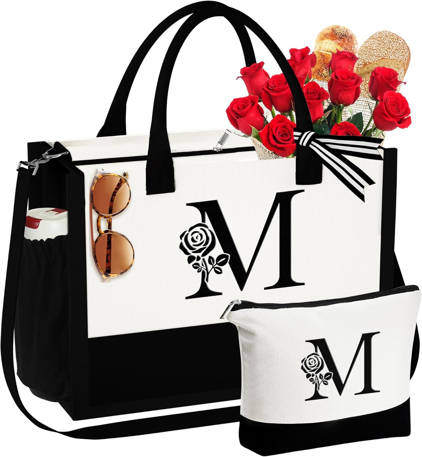 YOOLIFE Christmas Gifts for Women, Special Initial Canvas Tote Bag, Innovative P...