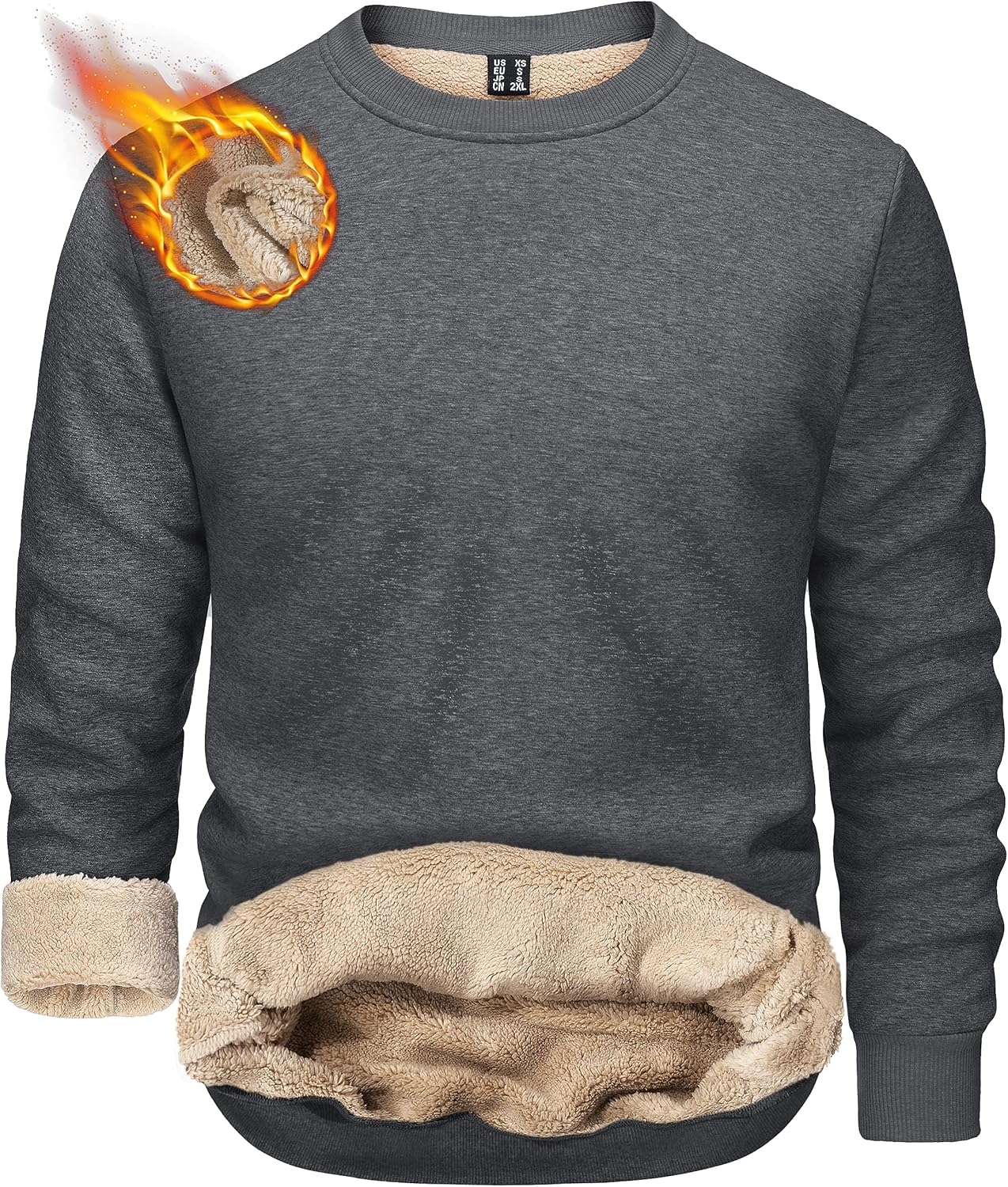 TACVASEN Men's Sweatshirts, High-Quality Warm Fleece Jumpers, Special Sherpa Lin...