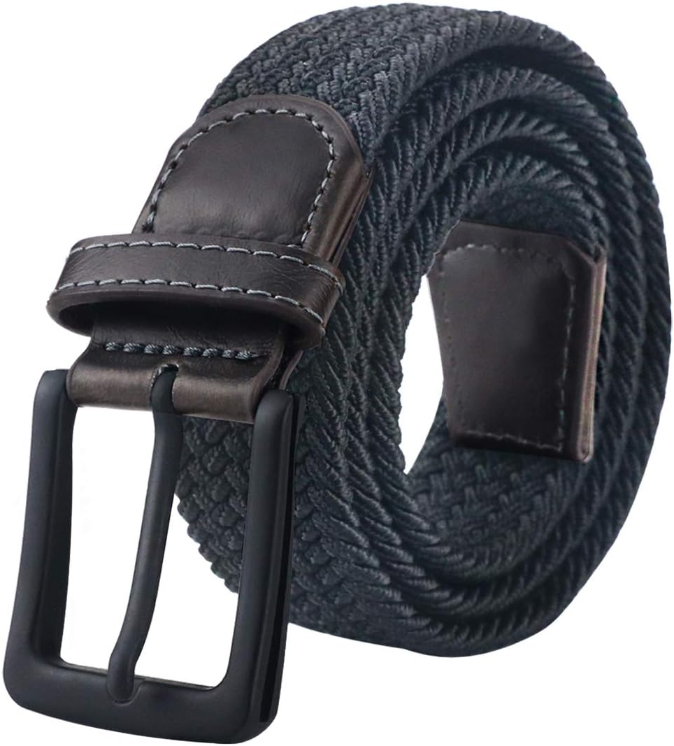 maikun Mens Belt, Elastic Belt for Men, Black Belt Buckle Stretch Woven Belt fit...