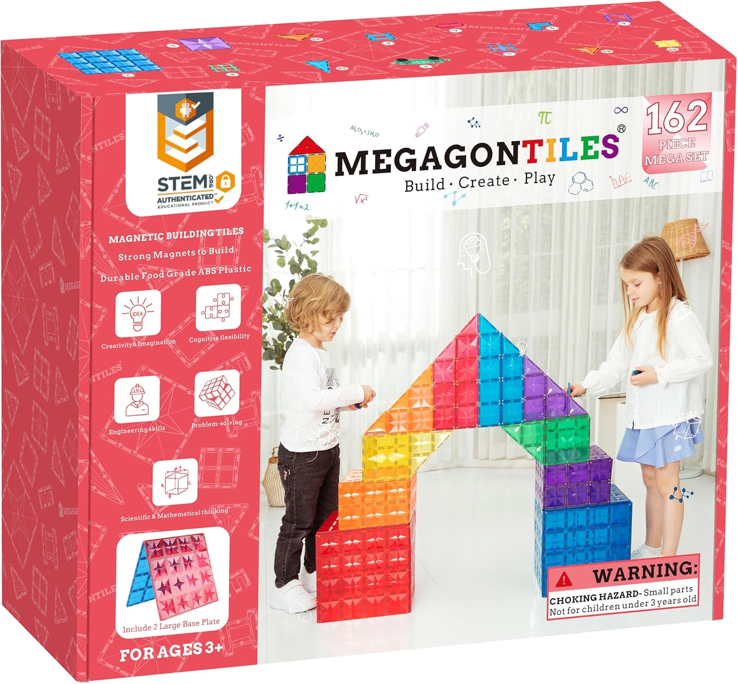 Magnetic Tiles|162PCS Premium Magnet Tiles|STEM AUTHENTICATED|MEGA Magnet Tiles...