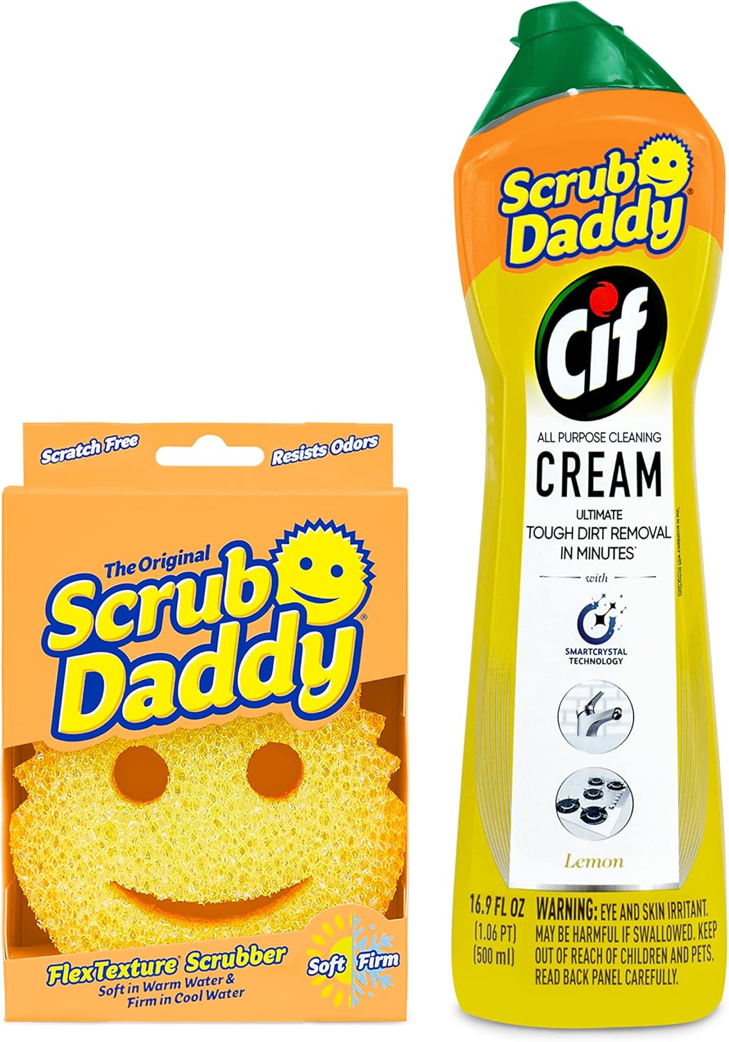 Scrub Daddy + Cif All Purpose Cleaner, Lemon - Non Scratch Sponges for Kitchen +...