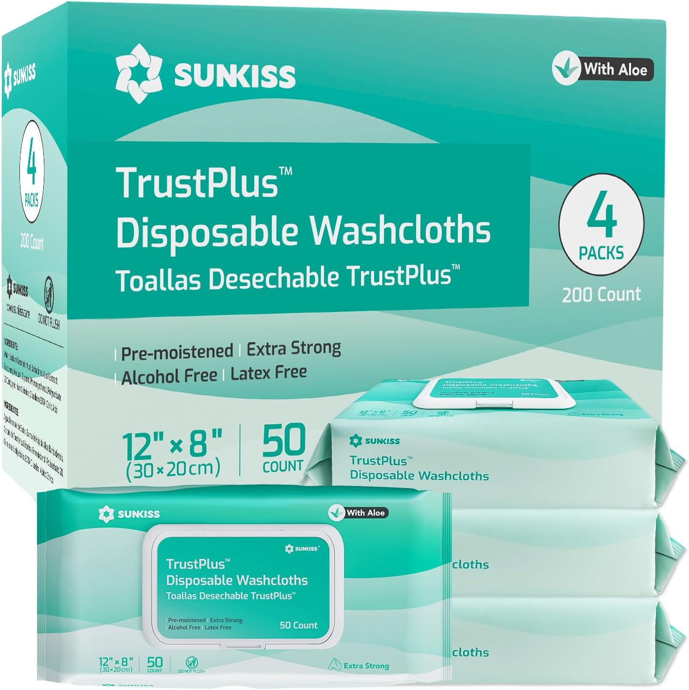 SUNKISS Trustplus Wet Wipes for Adult, Extra Thick 20 x 30 cm Body Cleaning Wipe...