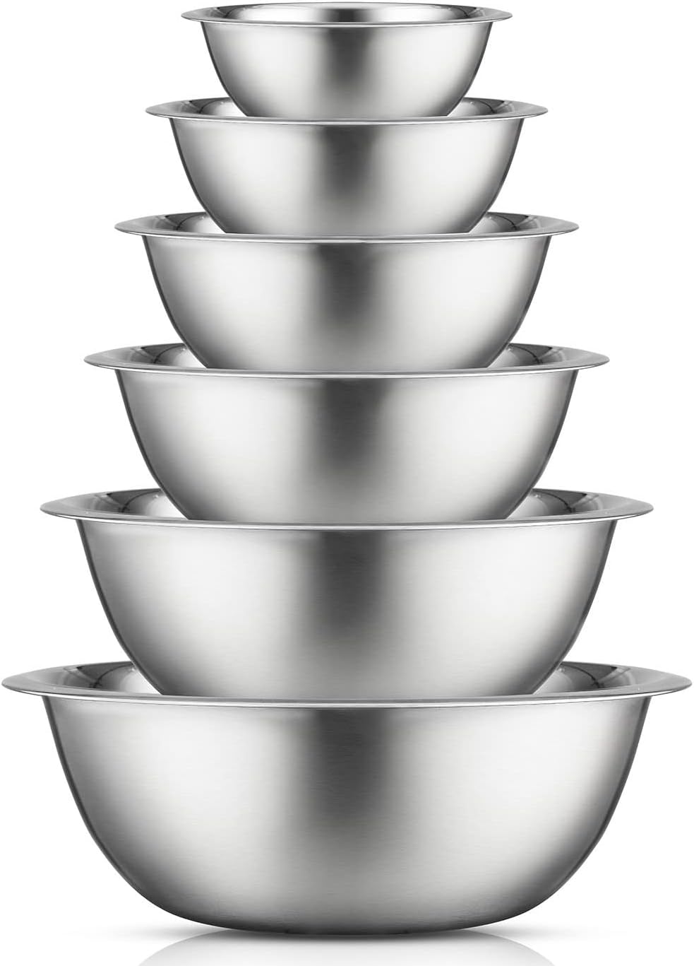 JoyJolt Stainless Steel Mixing Bowl Set of 6 Bowls. 5qt Large to 0.5qt Small Met...